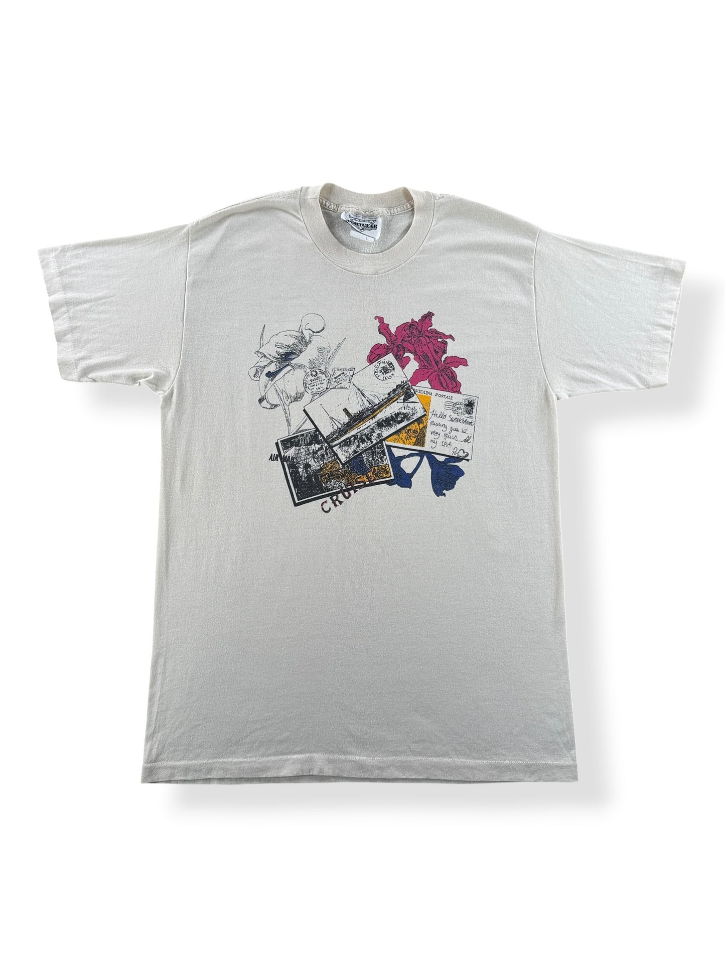 Front of Vintage Tahiti Postcard Tee SZ L (Fits M)