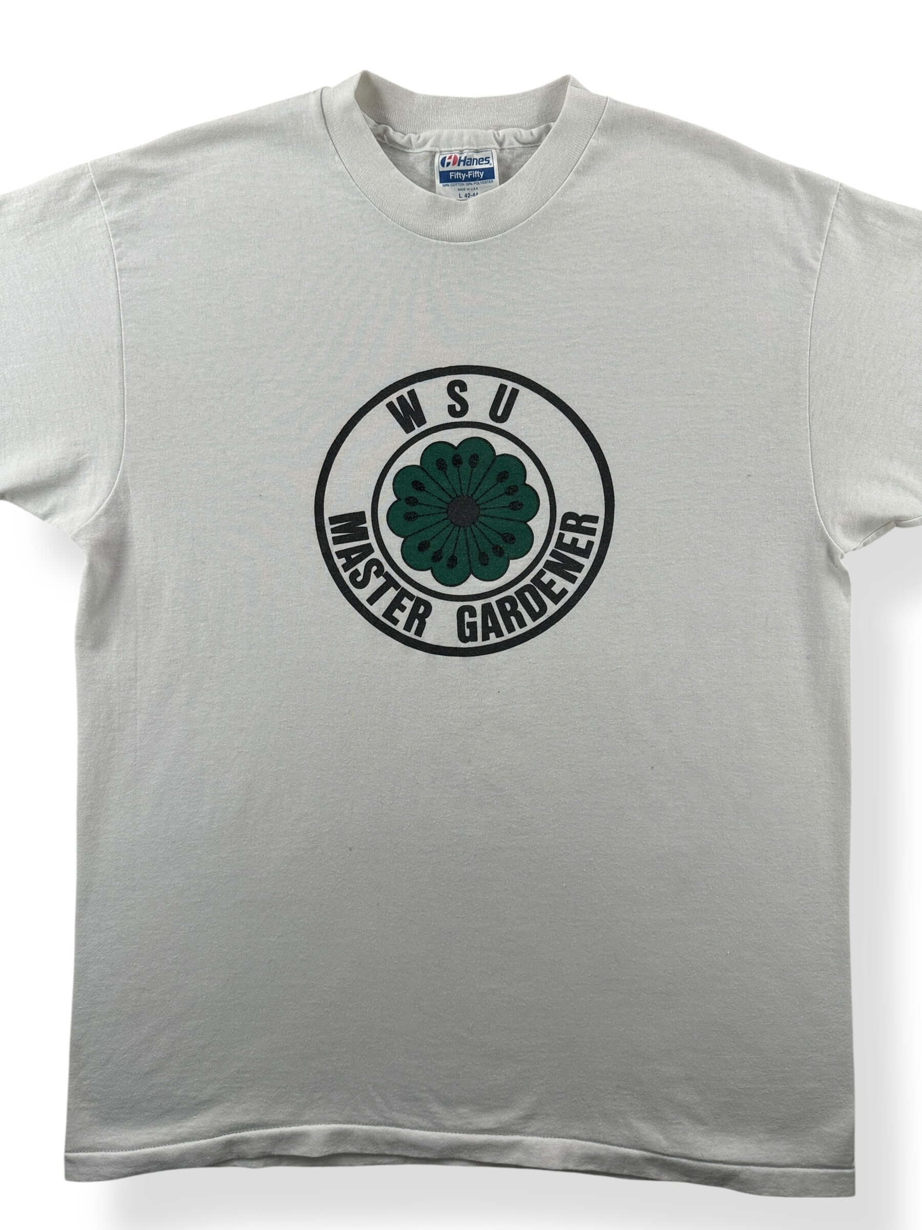 Front Close Up of Vintage WSU Master Gardener Tee SZ L