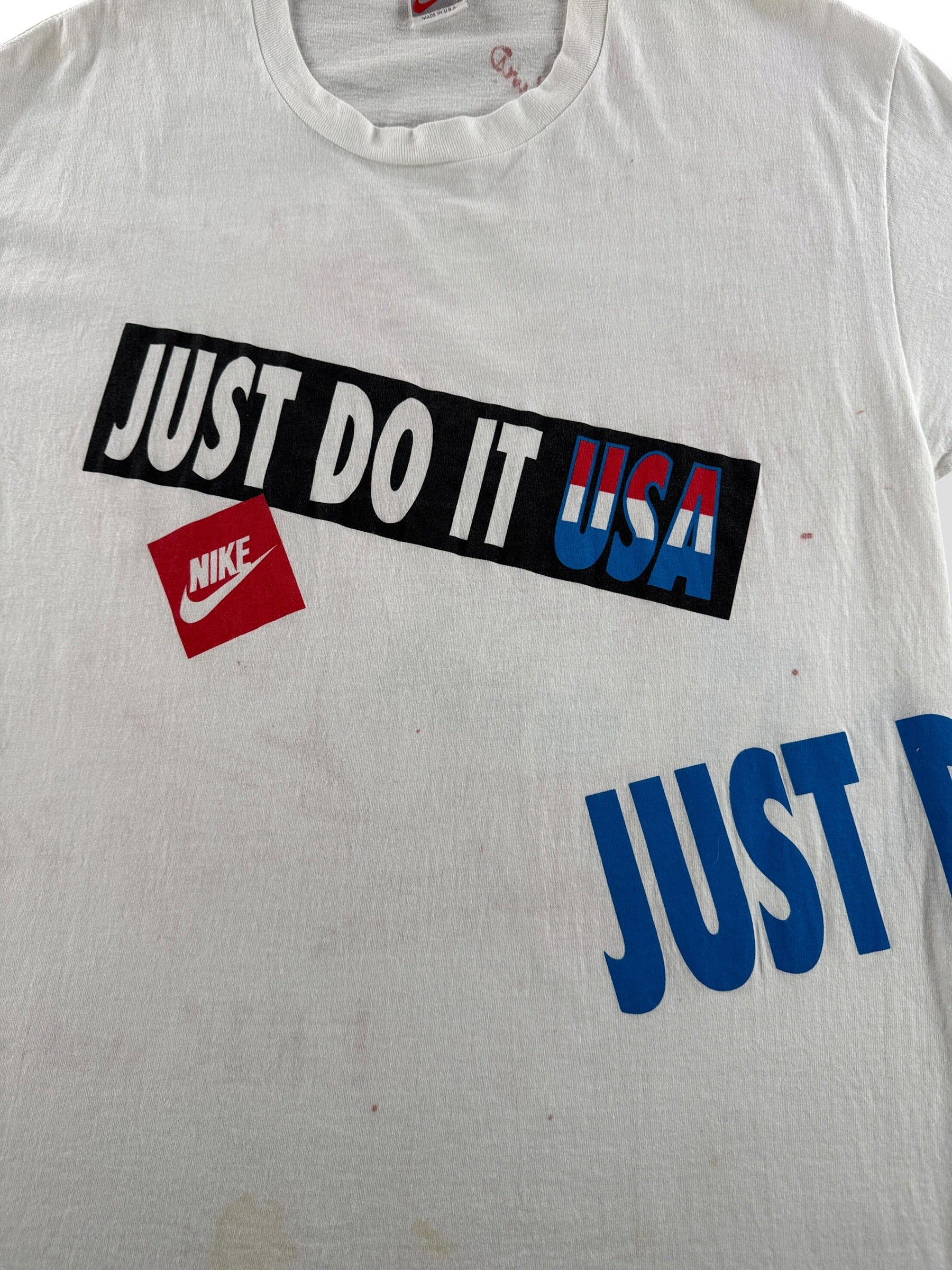 Graphic of Vintage Nike Grey Tag Signature Tee SZ L (Fits M)
