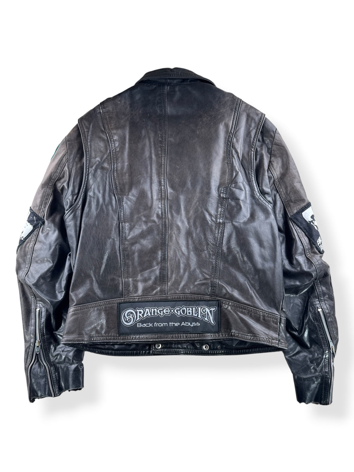 Back of Vintage 90s Leather Battle Jacket SZ M