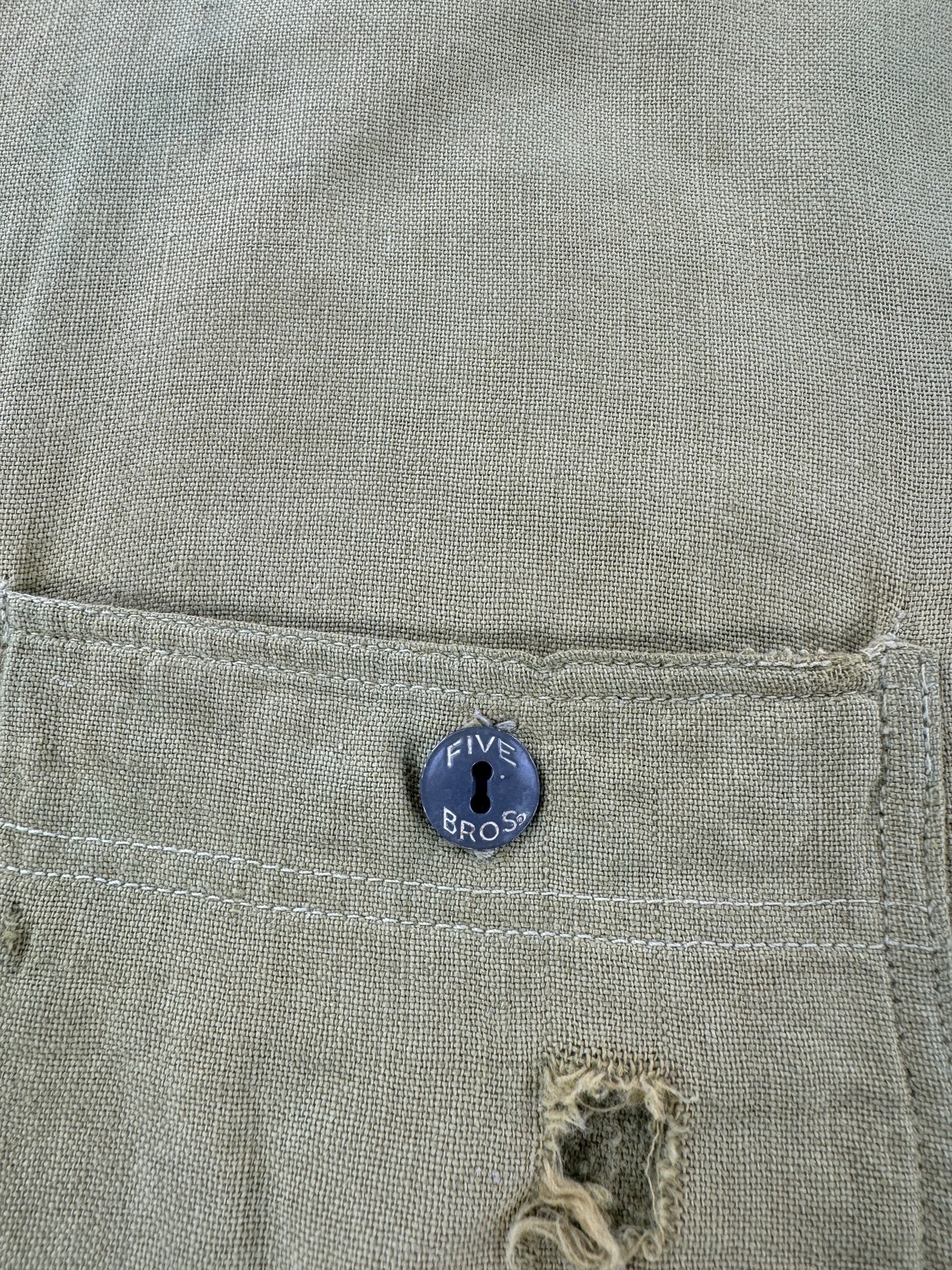 Button Vintage 5 Brothers Hand Repaired Chartreuse Chinstrap Shirt SZ M