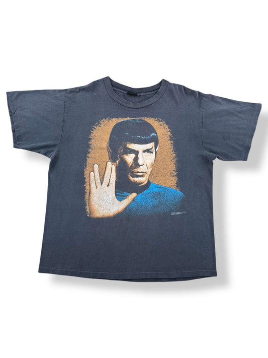 Front of Vintage Faded Star Trek Spock Live Long & Prosper Tee SZ XL