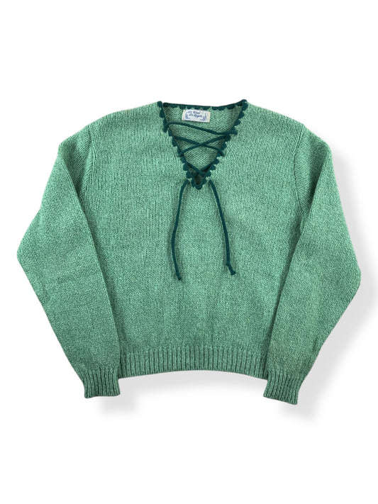 Front of Vintage Wool Rayon Blend Green Knit Sweater SZ M
