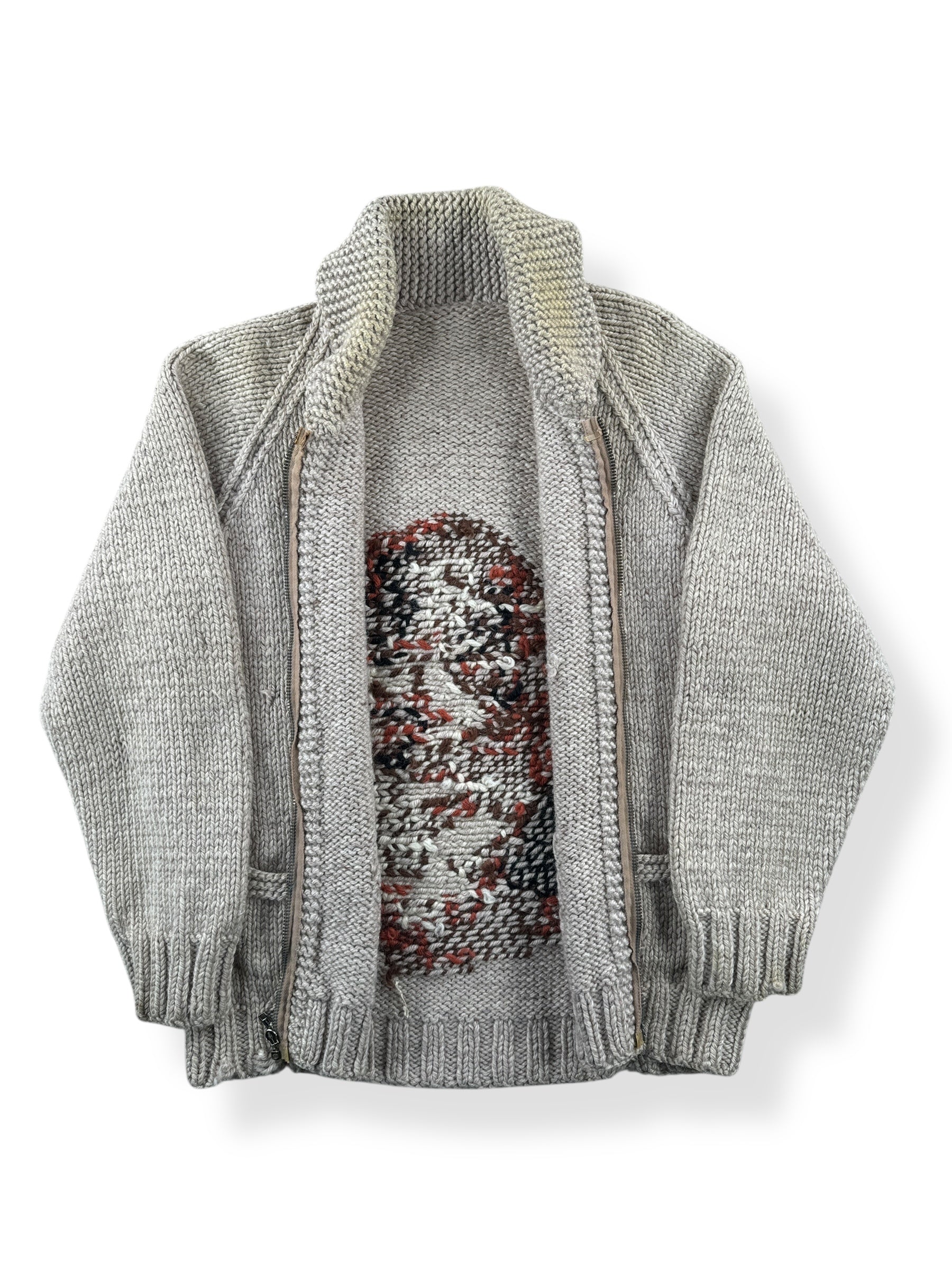 Inside of Vintage Basset Hound Cowichan Style Sweater SZ M