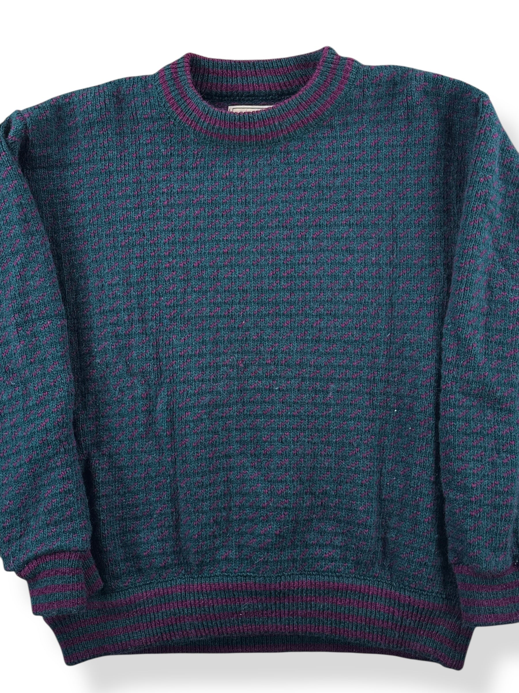 Front Close Up of Vintage L.L. Bean Ladies Nordic Birdseye Sweater SZ XL