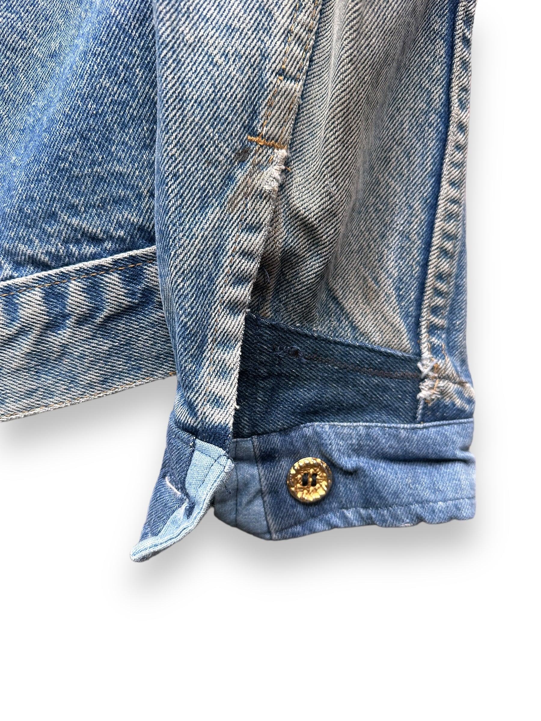 Replaced Right Cuff View of Vintage Levi's 2-Pocket Type III Denim Jacket SZ 40 | Vintage Denim Workwear Seattle | Seattle Vintage Denim