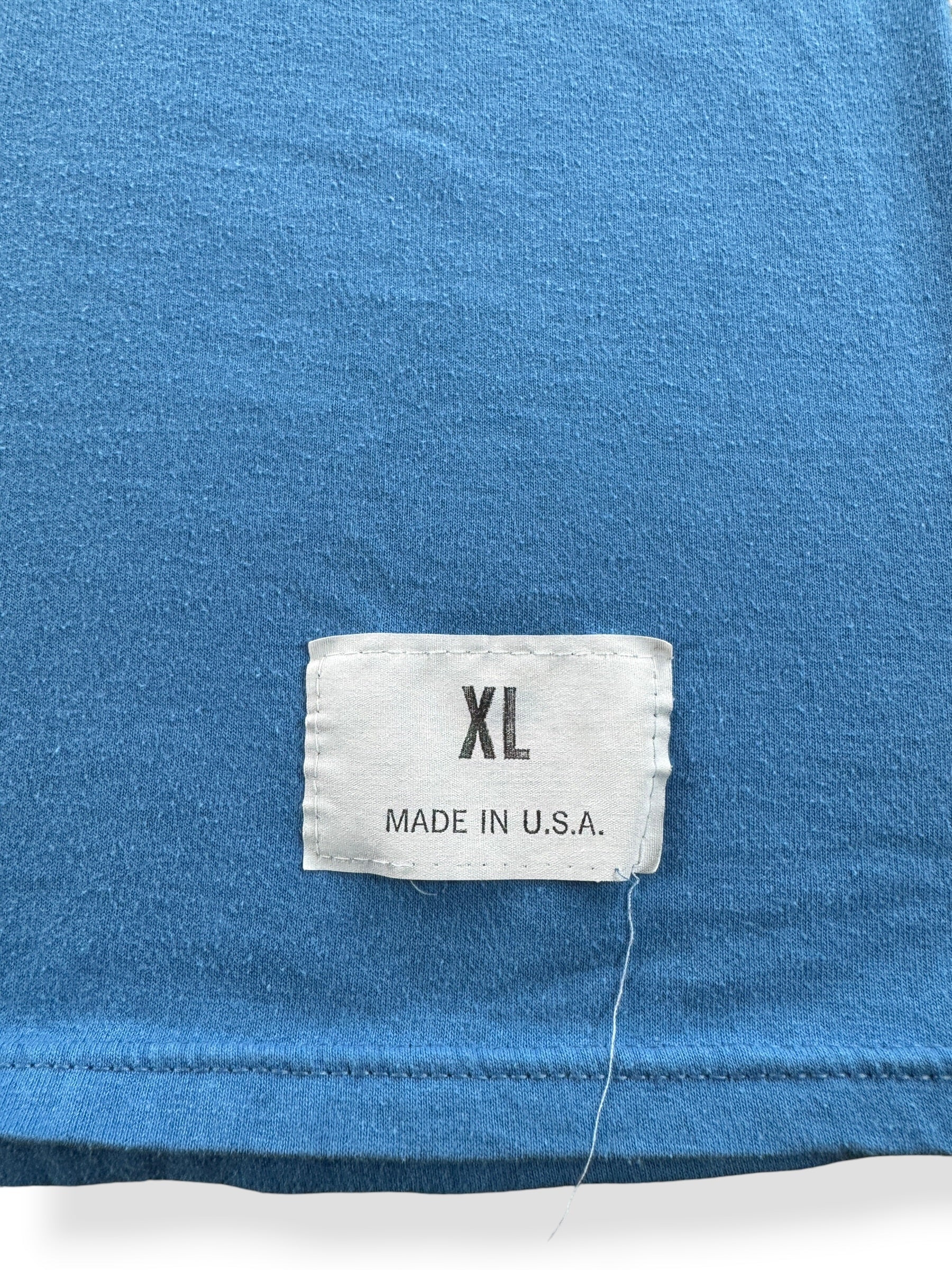 Label on Vintage Baby Blue Cotton/Poly Jersey SZ XL (Fits L)