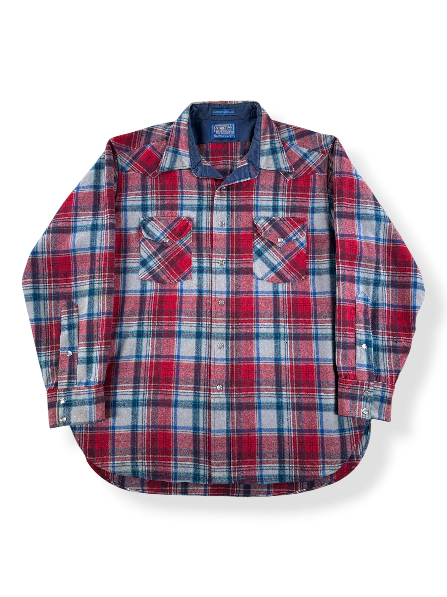 Front of Vintage Red Pendleton Western Wear Pearlsnap SZ XL