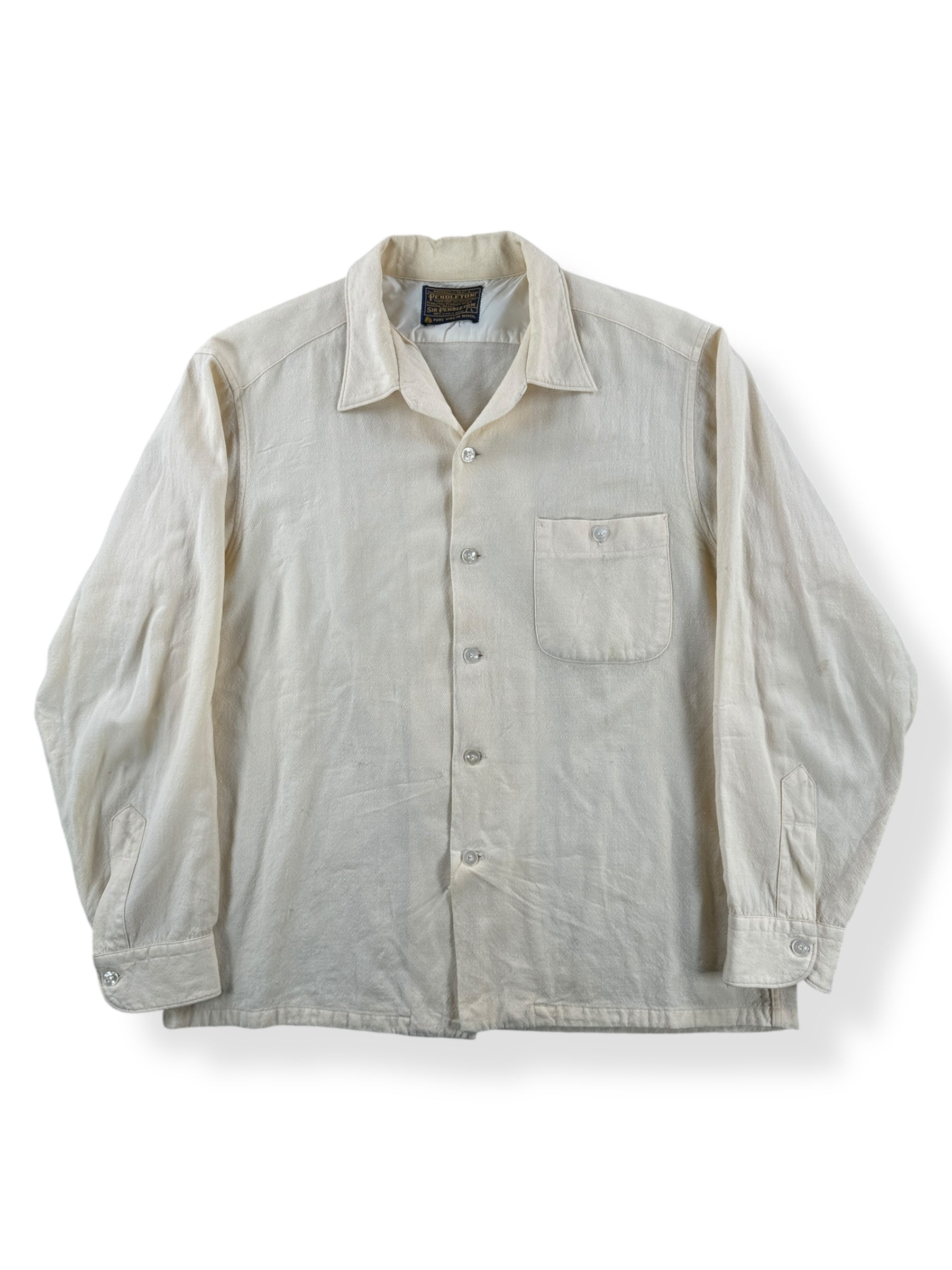 Front of Vintage 50s/60s Sir Pendleton Loop Collar Shirt SZ L