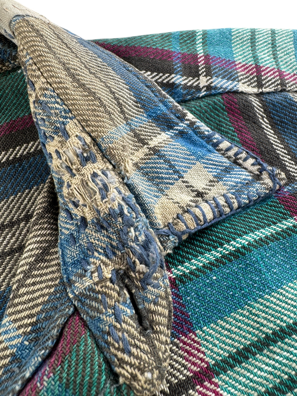 Repairs on collar of Vintage Blown Out Cotton Flannel SZ L