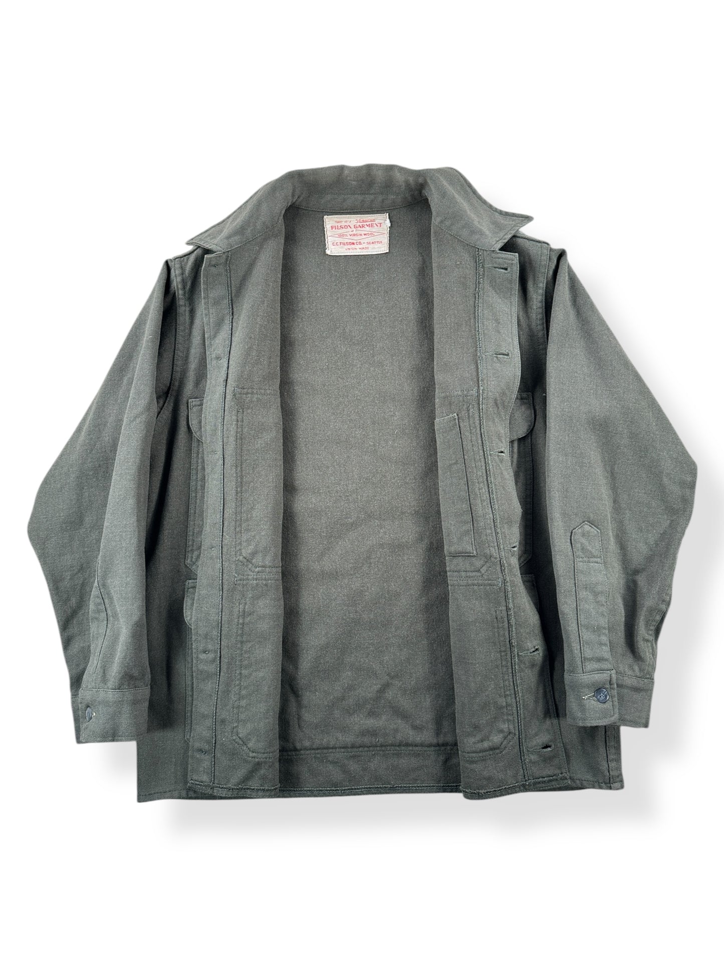 Inside of Vintage Union Made Filson Forestry Cloth Jacket SZ M