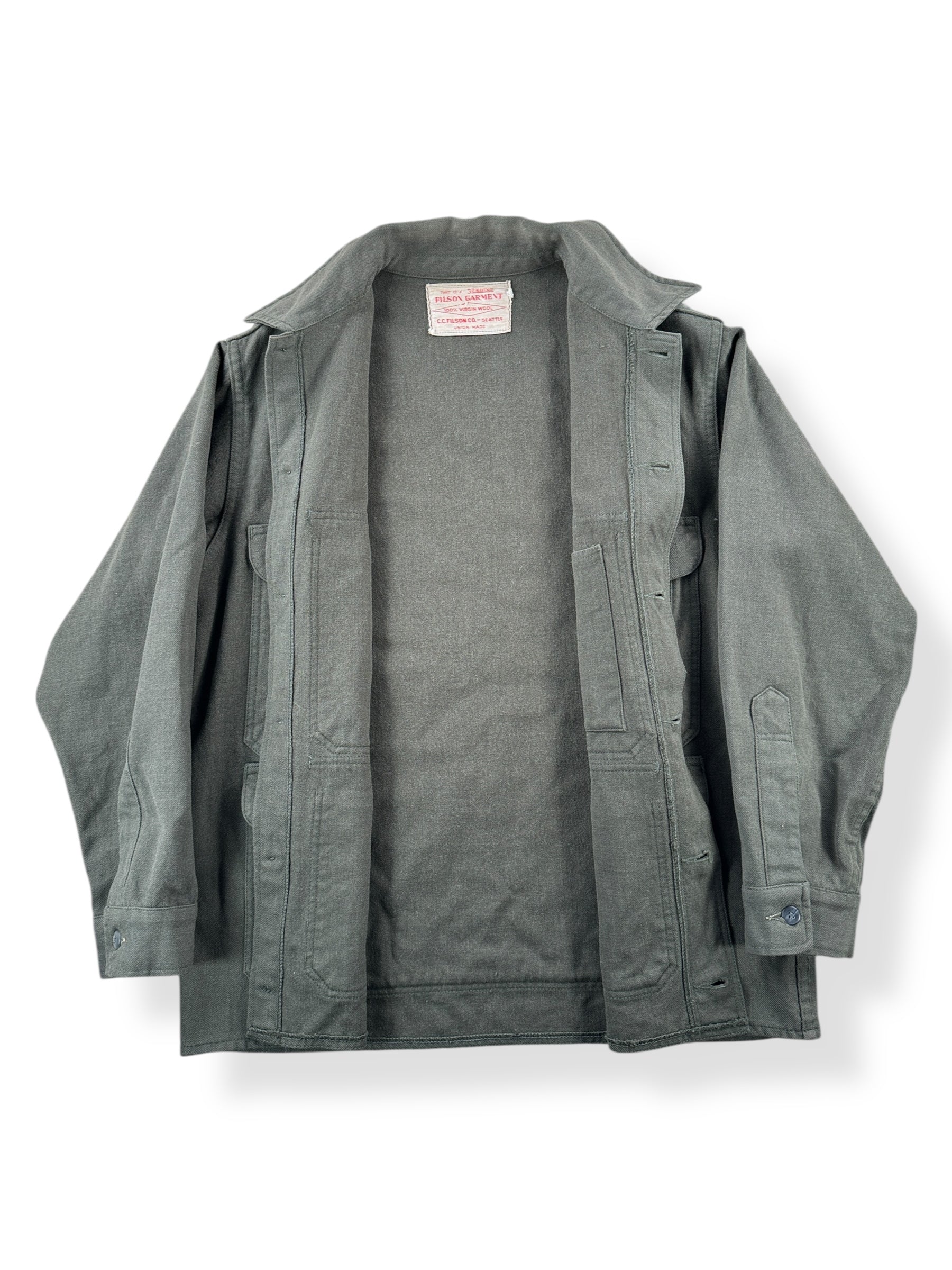 Inside of Vintage Union Made Filson Forestry Cloth Jacket SZ M