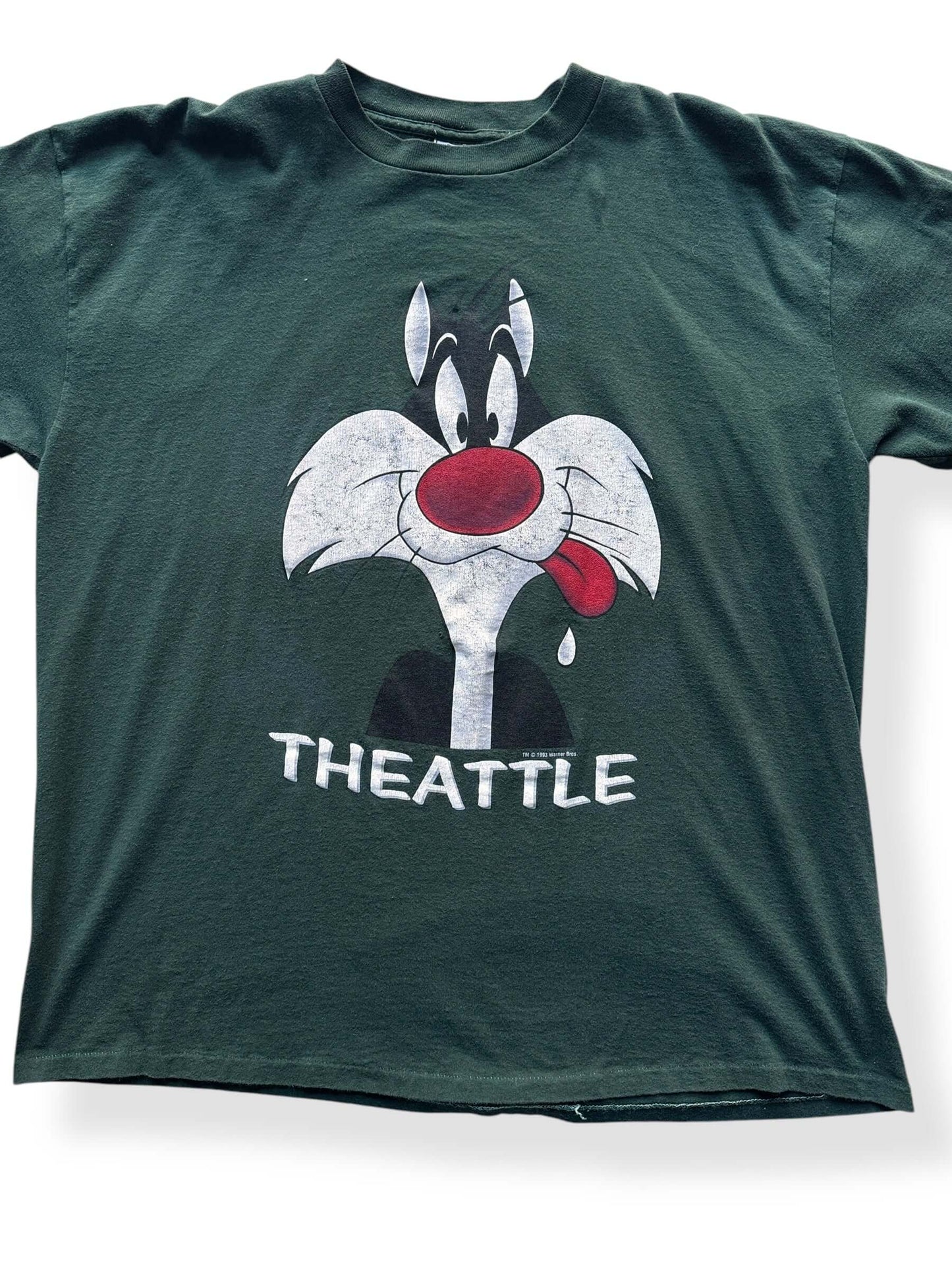 Front Close Up of Vintage Looney Tunes Sylvester Theattle Tee SZ XL