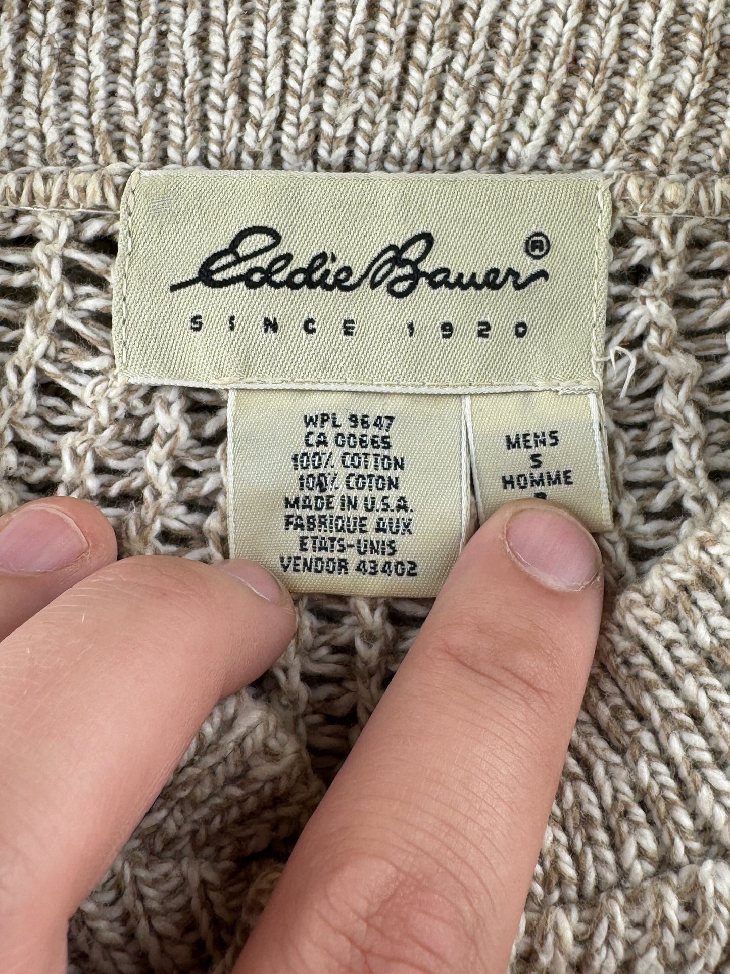 Tags n Vintage Eddie Bauer Henley Style Sweater SZ S (Fits XL)