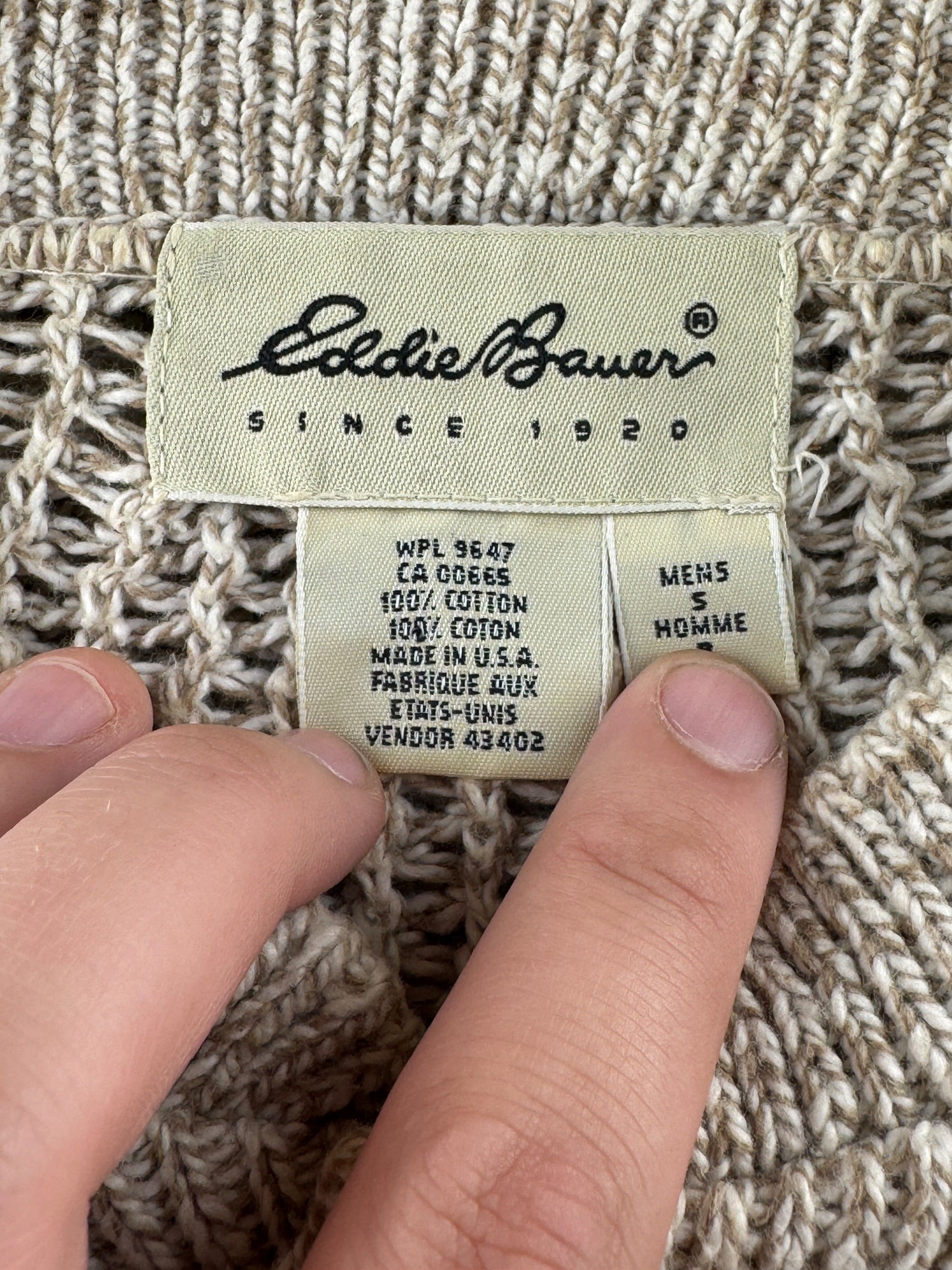 Tags n Vintage Eddie Bauer Henley Style Sweater SZ S (Fits XL)