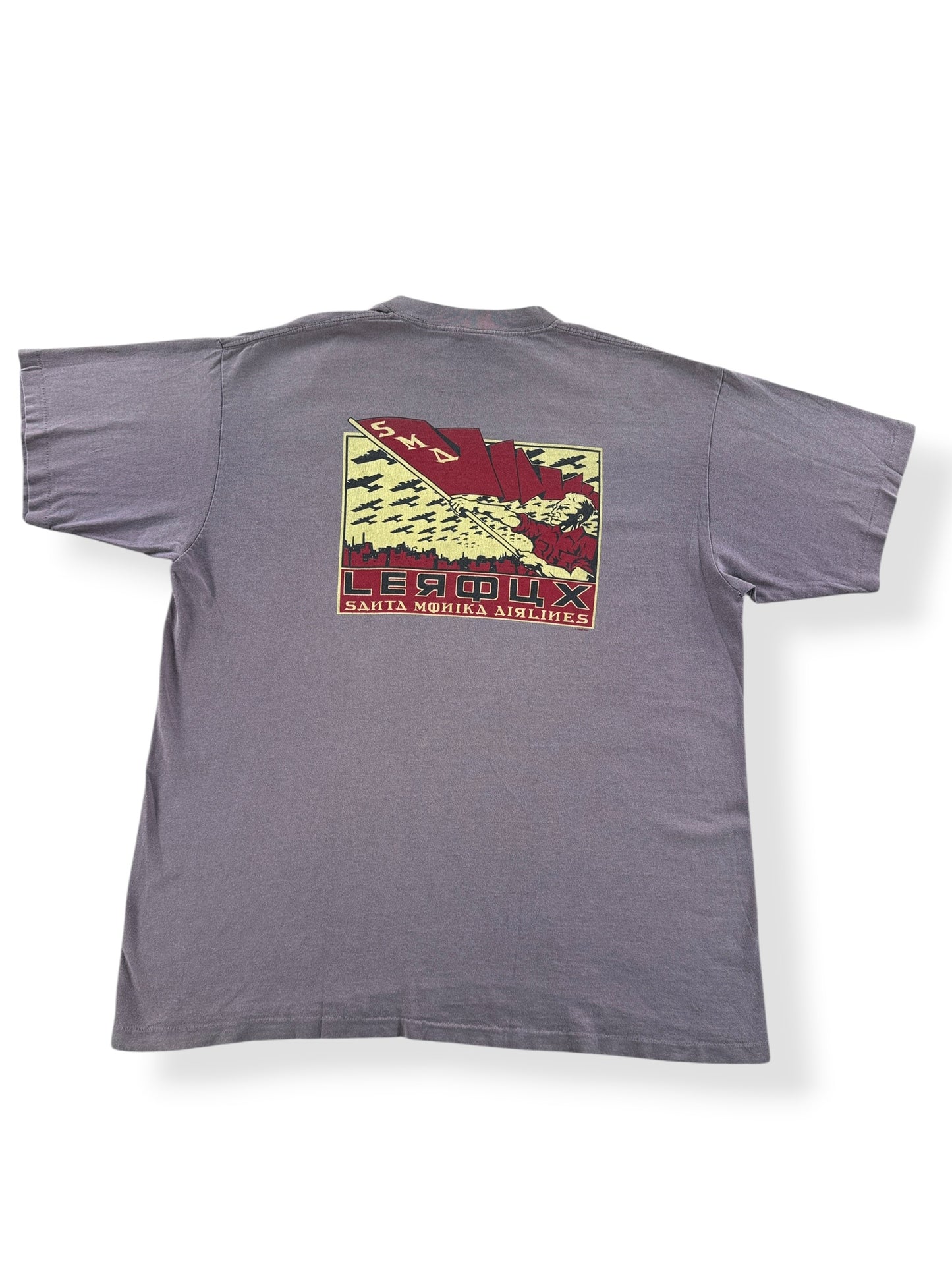 Back of Vintage Dave Leroux SNA Santa Cruz Skateboard Soviet Style Tee SZ XL