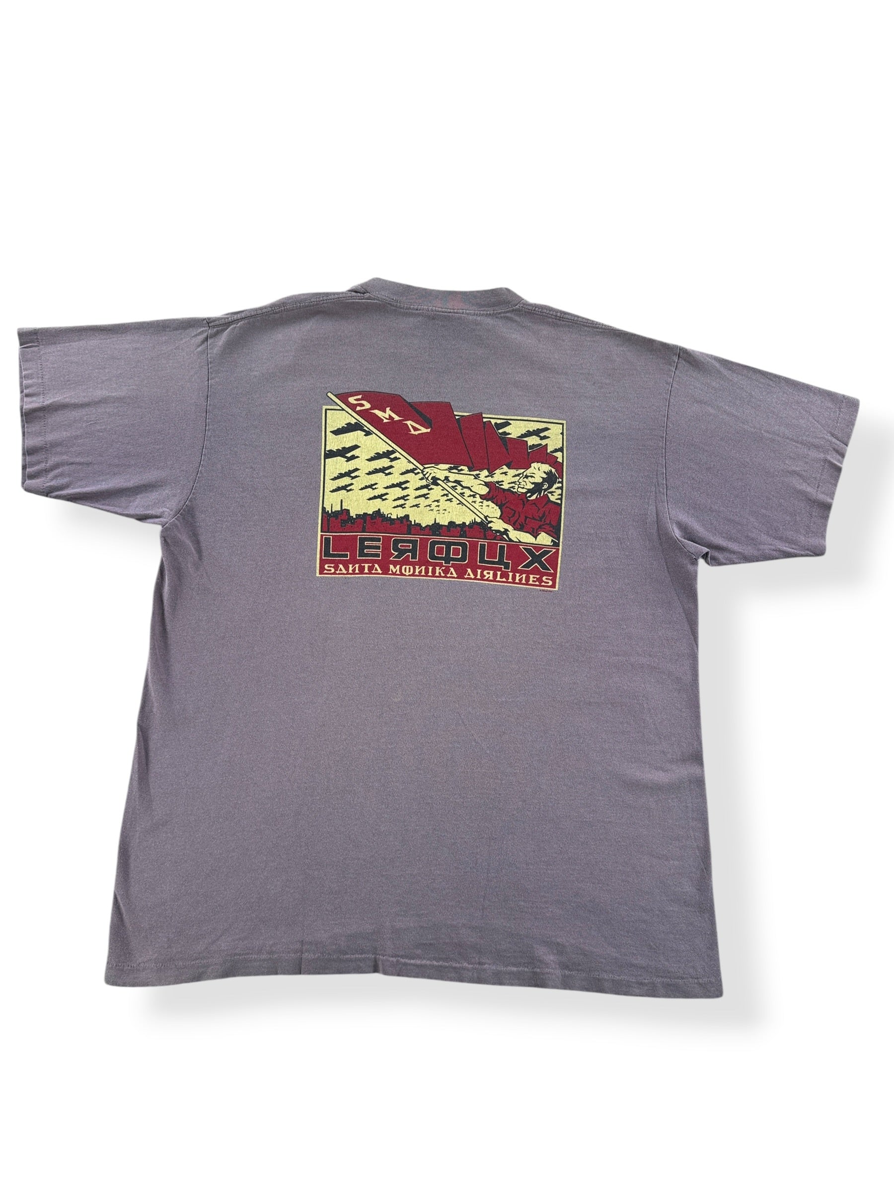 Back of Vintage Dave Leroux SNA Santa Cruz Skateboard Soviet Style Tee SZ XL
