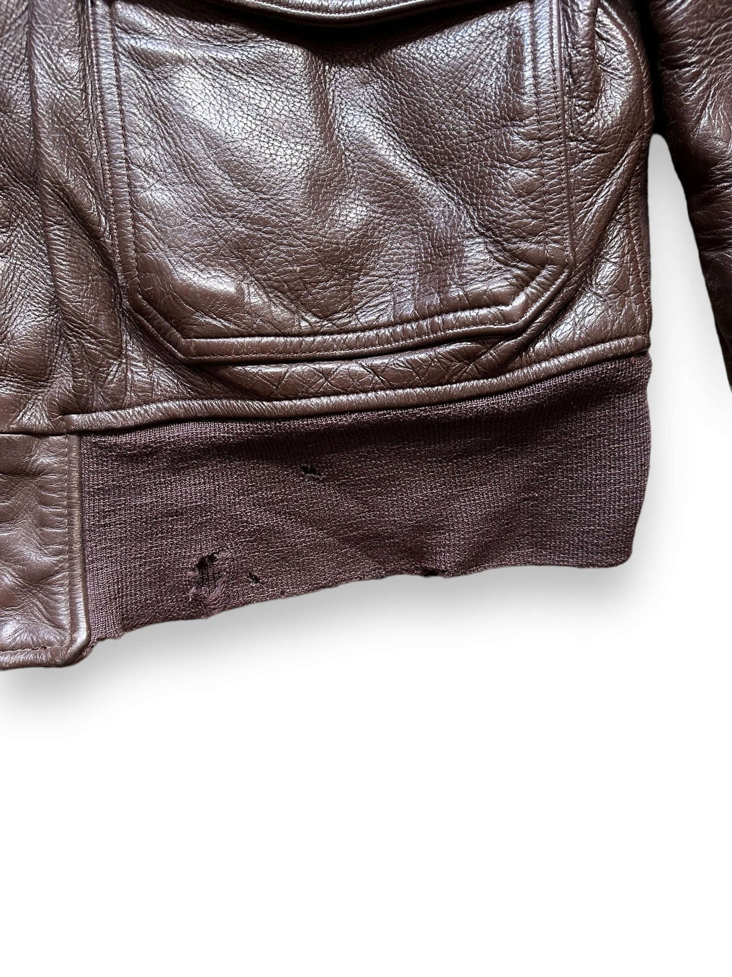 Small Hole on Banding of Vintage USN G-1 Leather Jacket SZ 46 |  Vintage Leather Jackets Seattle