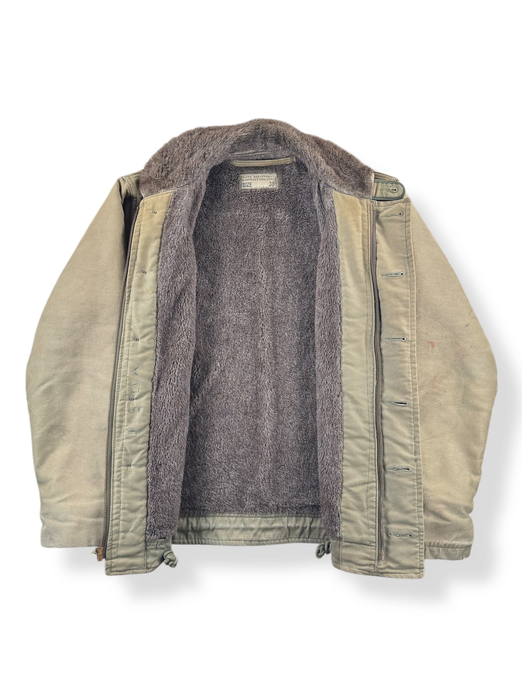 Inside of Vintage WWII Era USN N-1 Jacket in Pristine Shape SZ 38