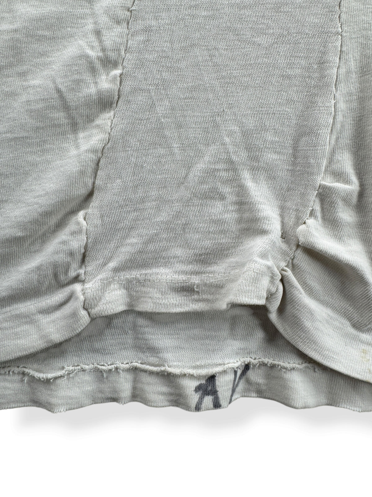 Hem on Vintage Heavily Repaired Blank White Tee SZ M