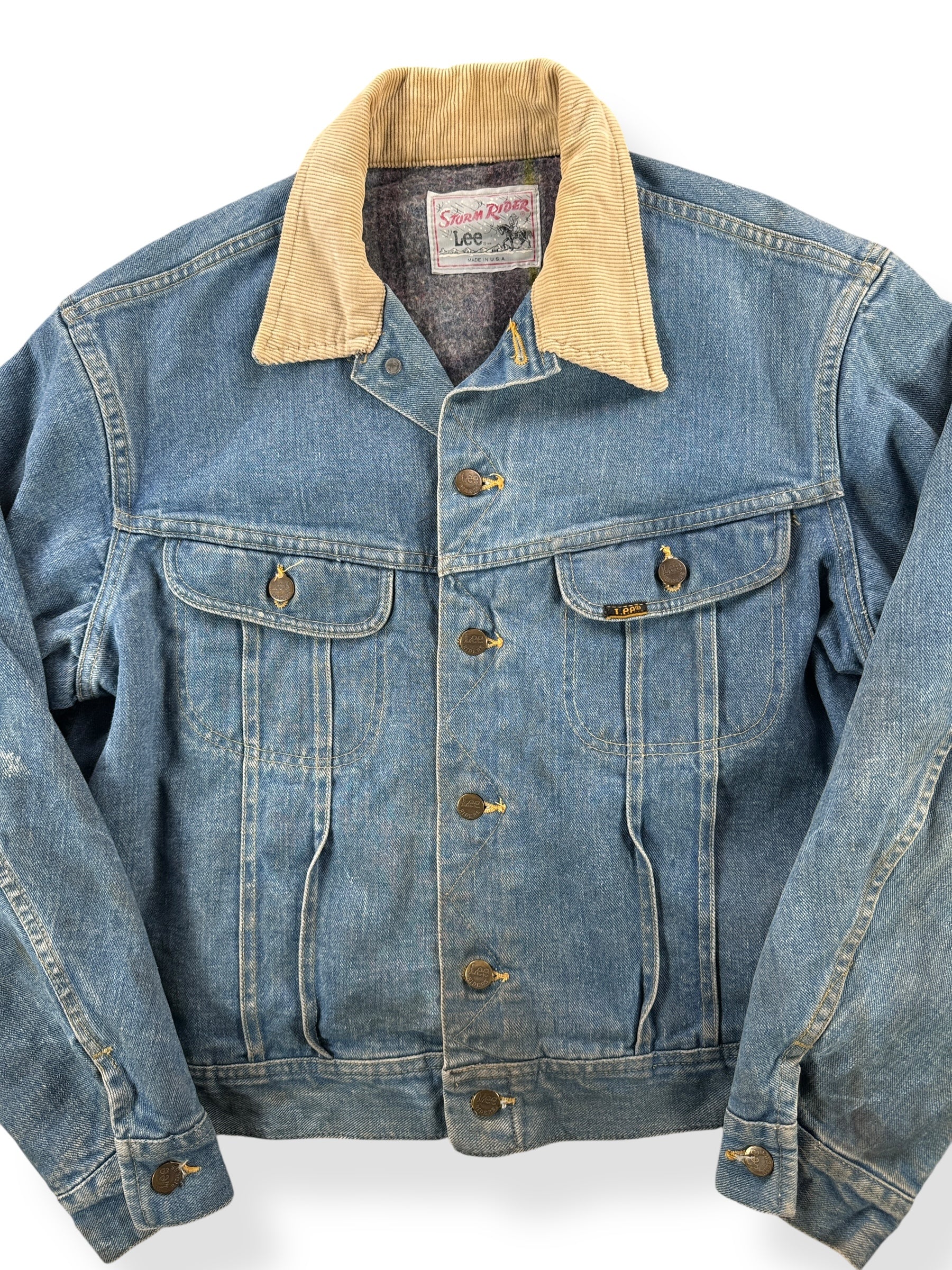 Front Close Up of Vintage 80s Era Lee Storm Rider Jacket SZ L
