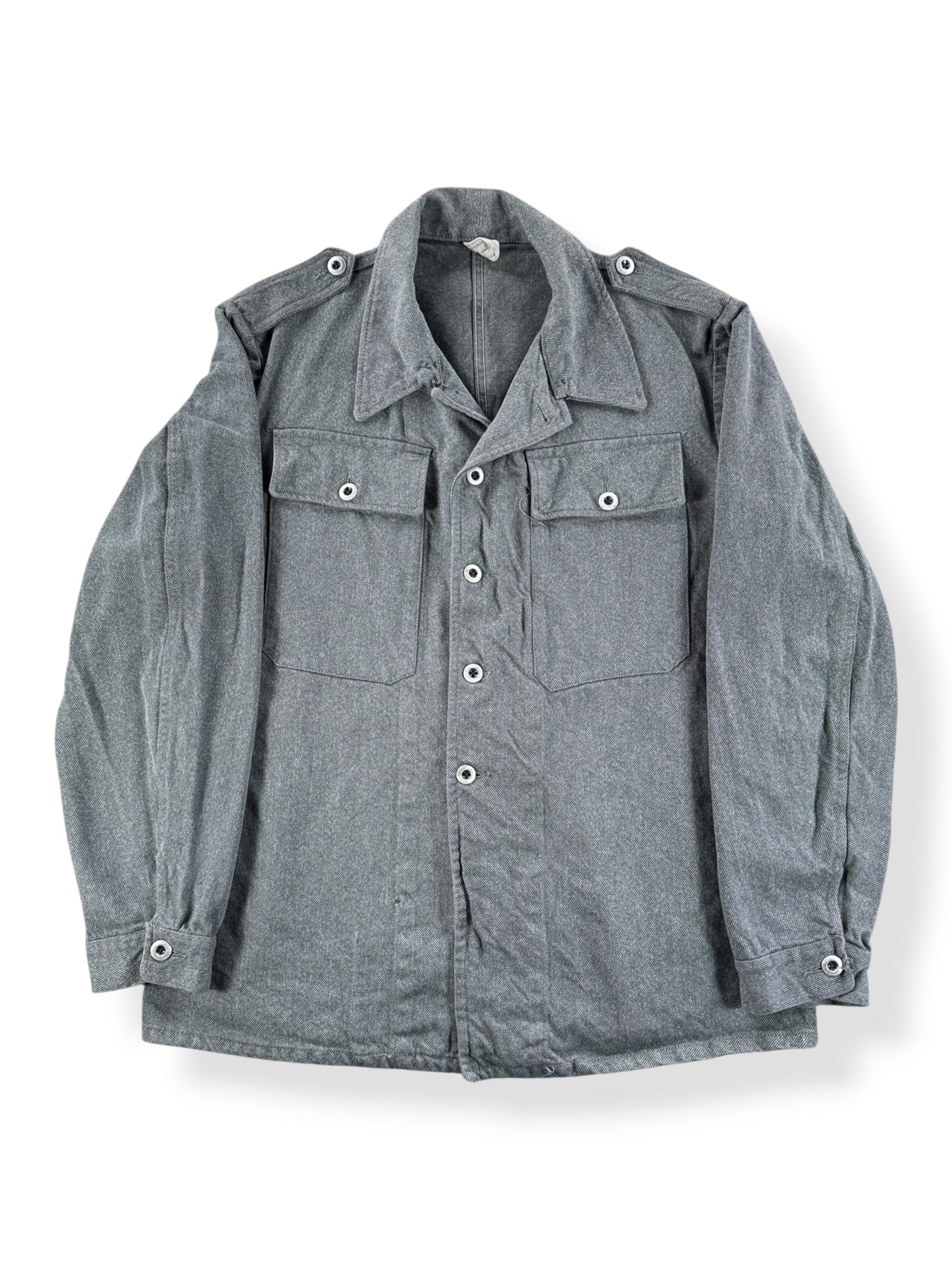 Front of Vintage Swiss Military Salt and Pepper Jacket SZ L