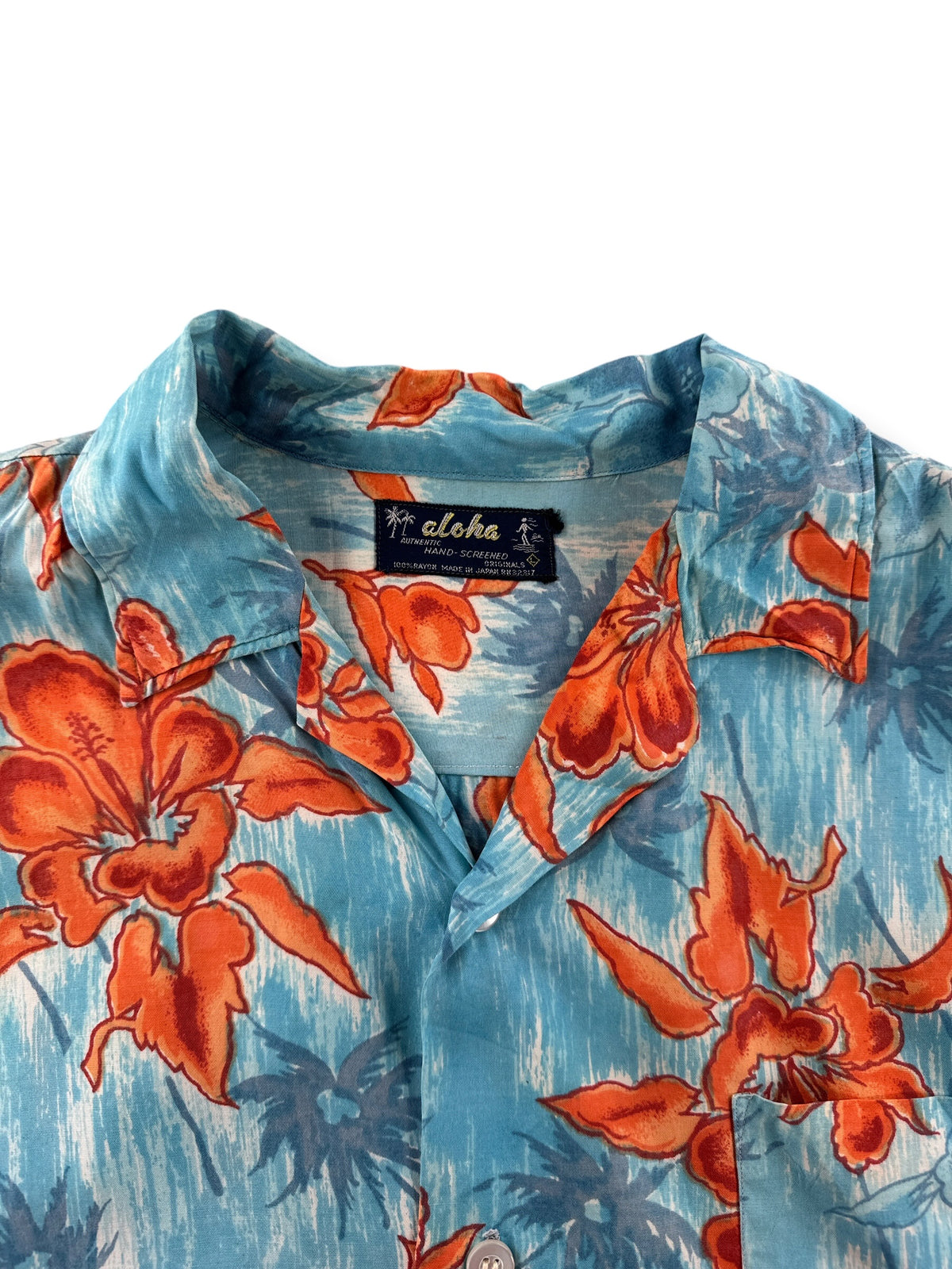 Collar on Vintage Aloha Brand Aloha Shirt SZ L