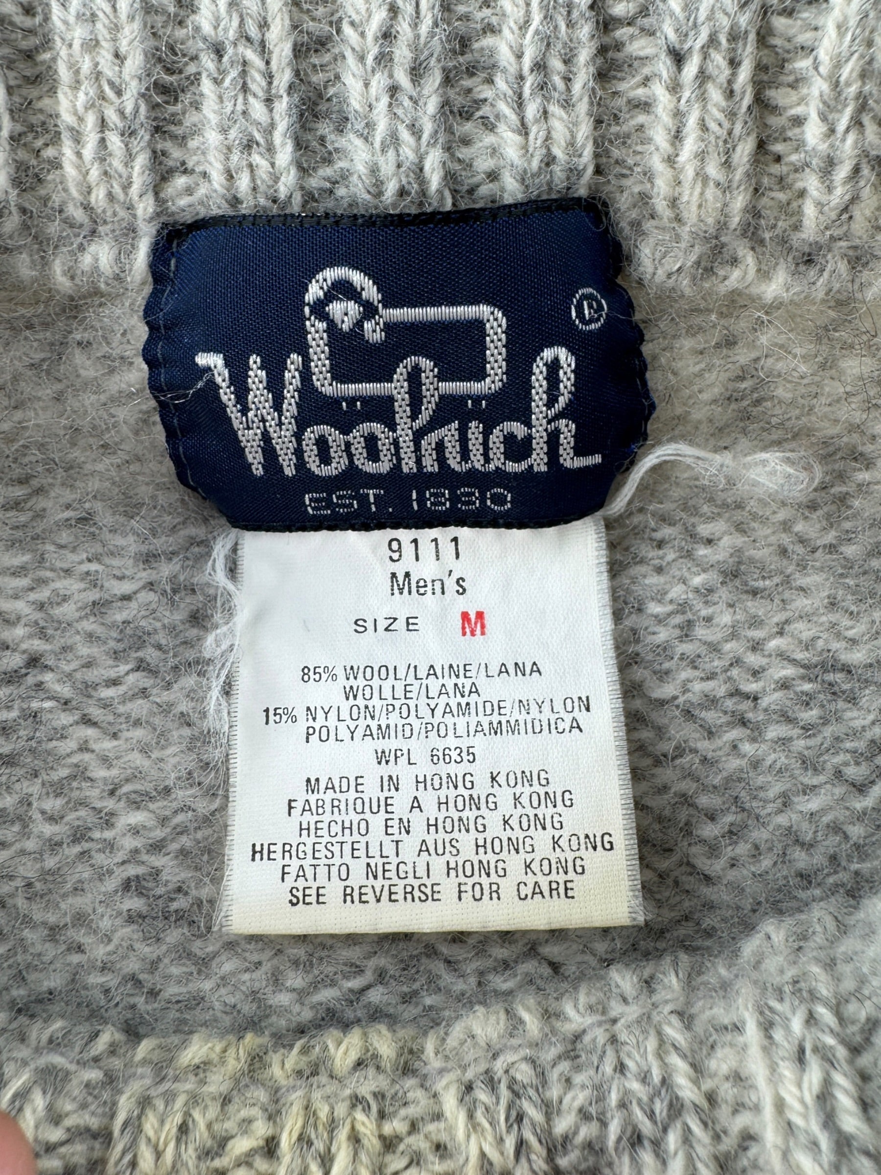 Tag on Vintage Woolrich Grey Wool Blend Sweater SZ M