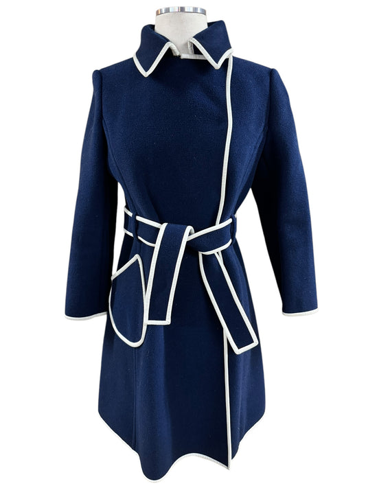 Front view of 1960s Dia Diodato Wool Navy Blue Coat M