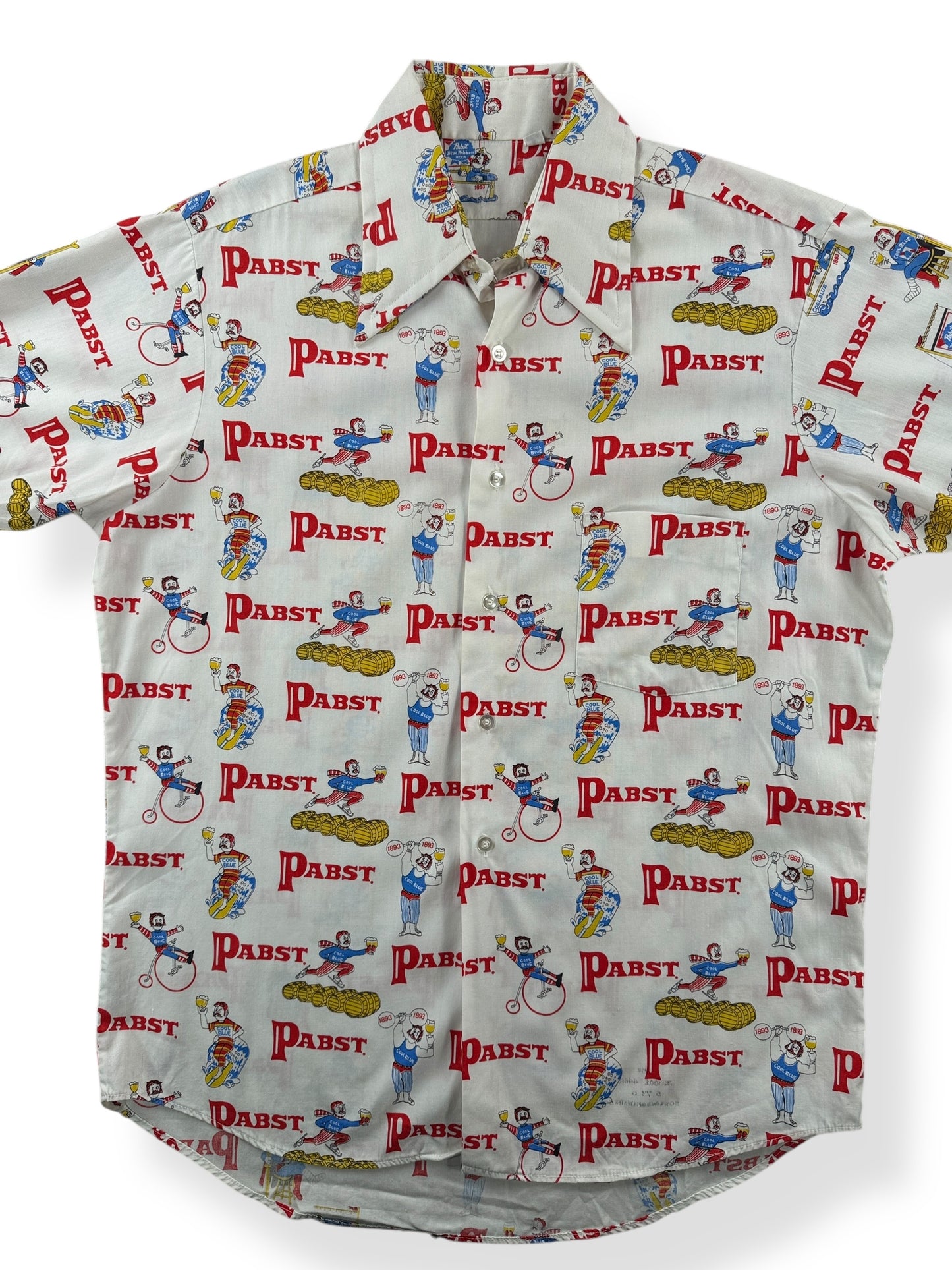 Front Close Up of Vintage PBR Button Up Short Sleeve Shirt SZ M