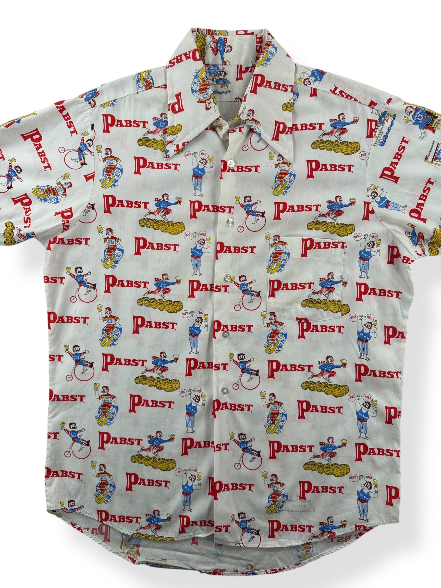 Front Close Up of Vintage PBR Button Up Short Sleeve Shirt SZ M