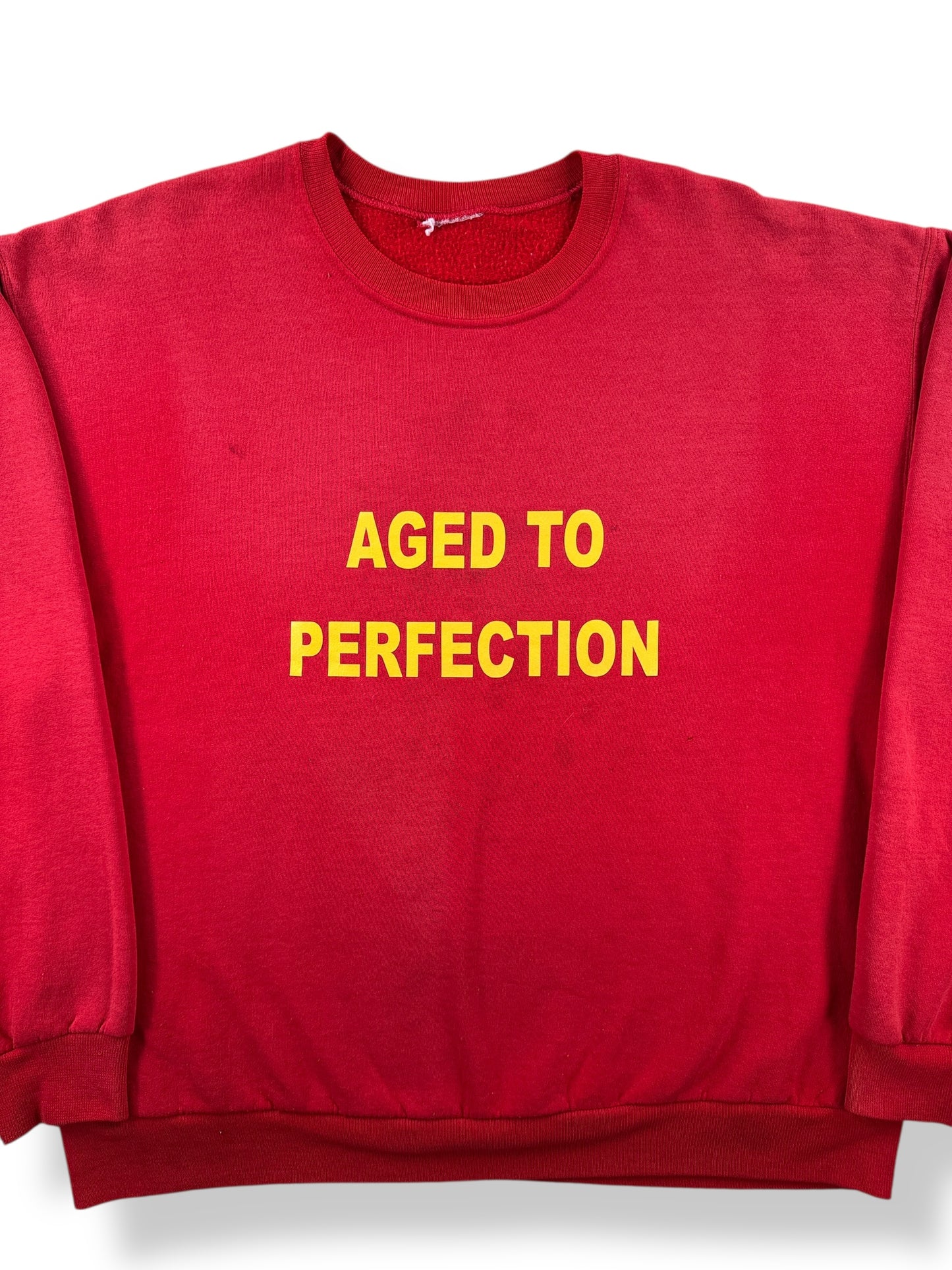 Front Close Up of Vintage Aged to Perfection Crewneck SZ L