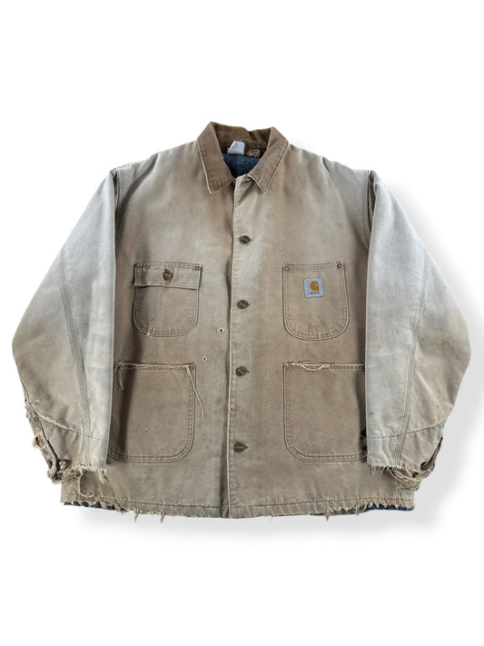 Front of Vintage Distressed Carhartt Chore Coat SZ XXL