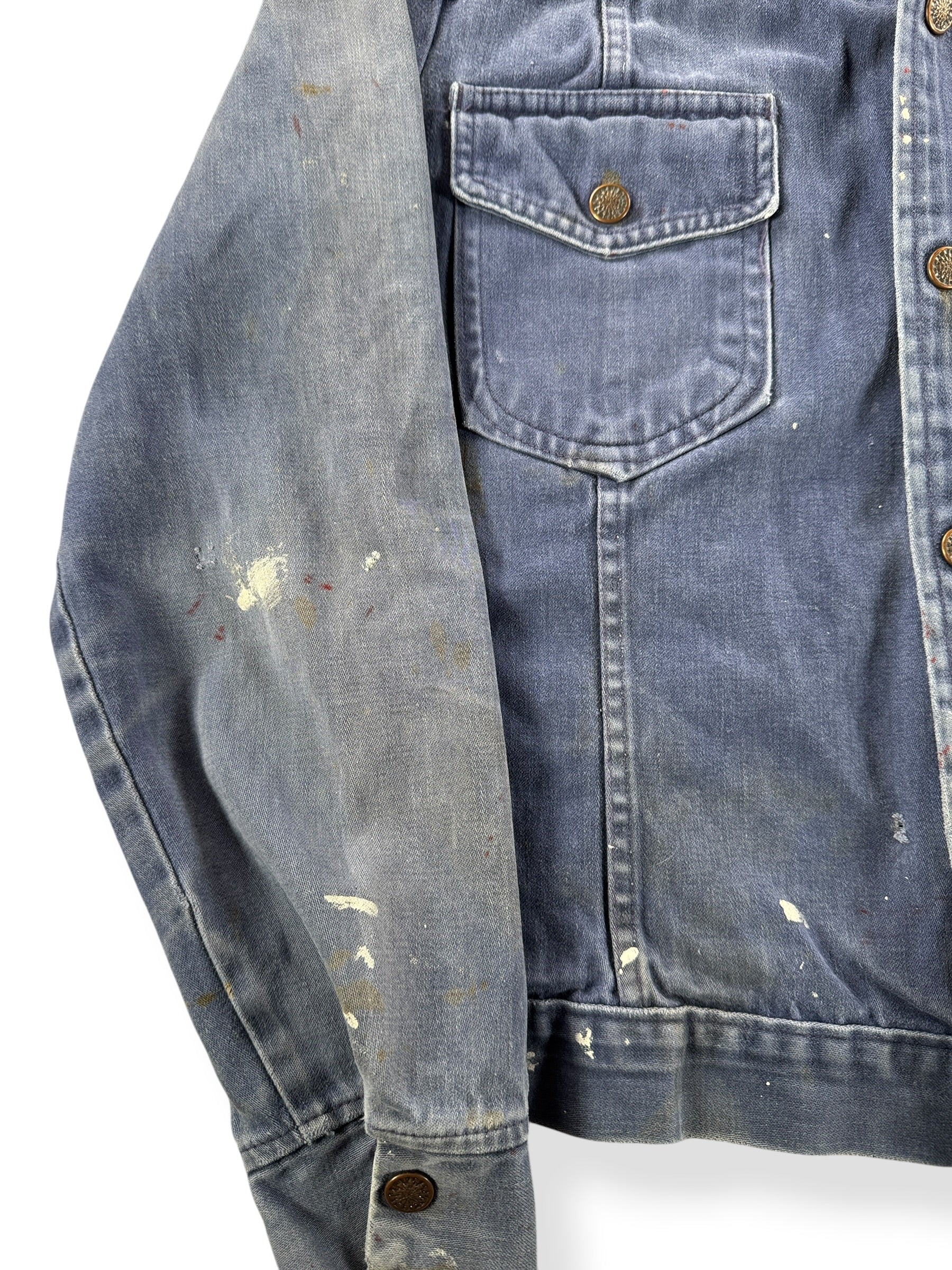Stains on Vintage Distressed Moleskin Trucker Jacket SZ S