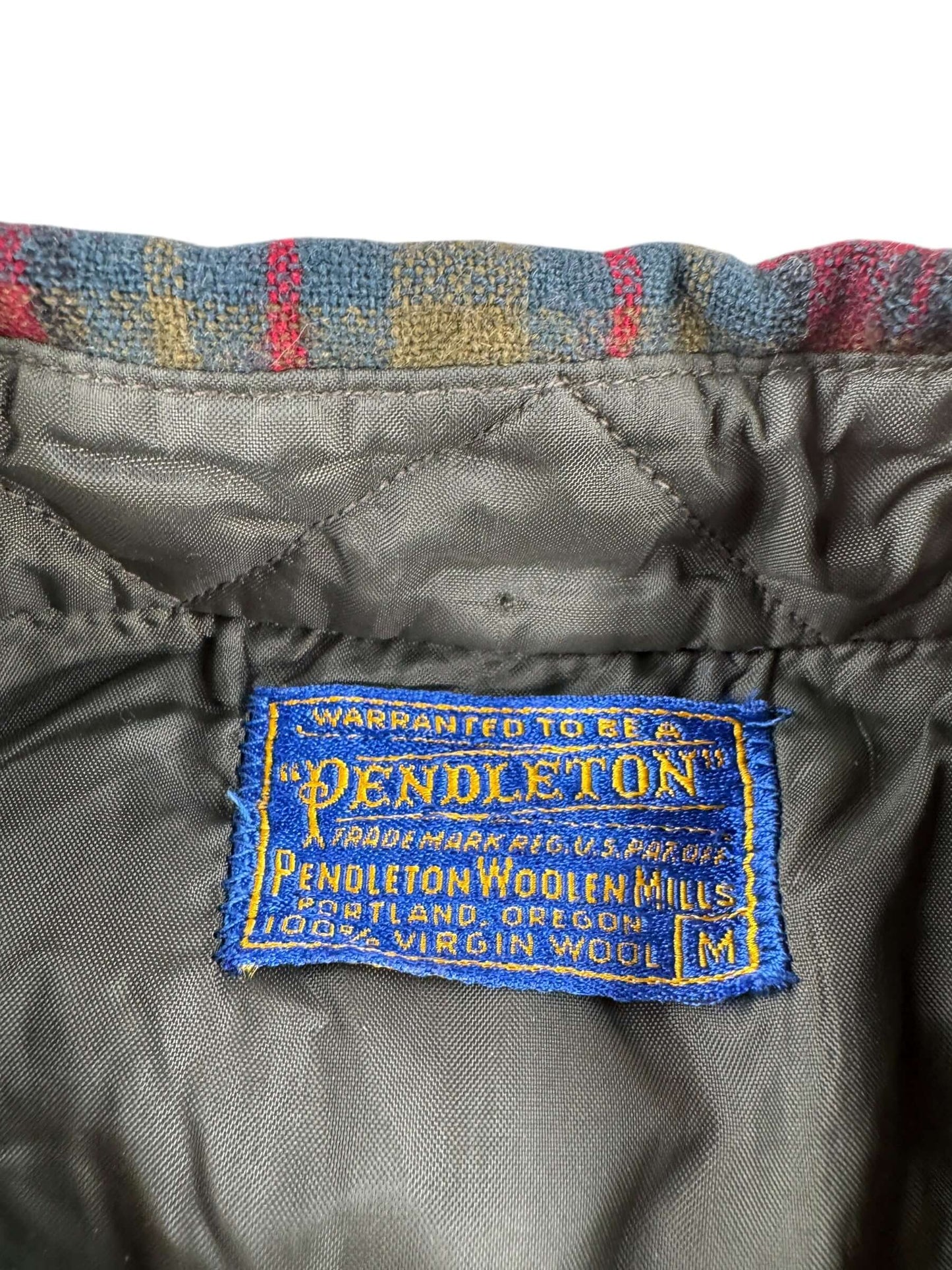Label on Vintage Early 60s Short Sleeve Pendleton Flannel SZ M (Fits S)