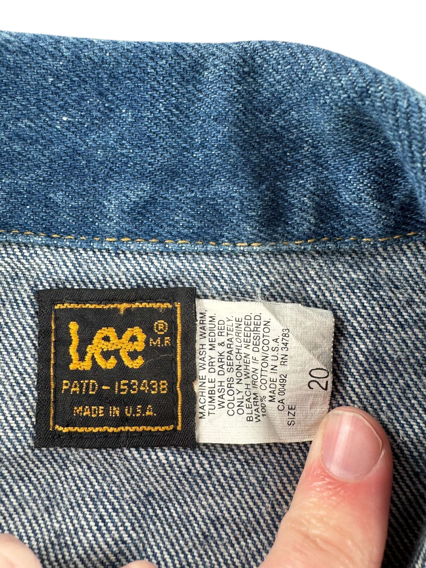 Tag on Vintage 80s Era Lee Trucker Jacket SZ S
