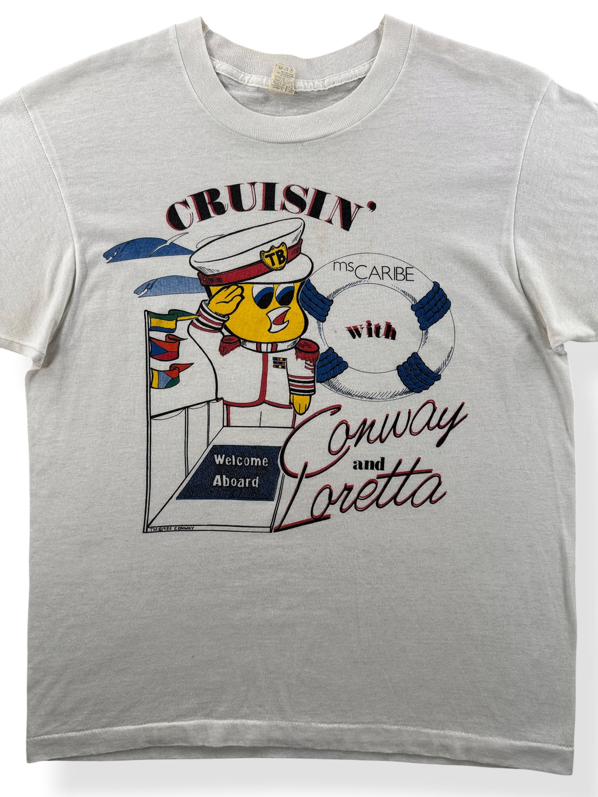 Close-up of Vintage Conway and Loretta Tee SZ M