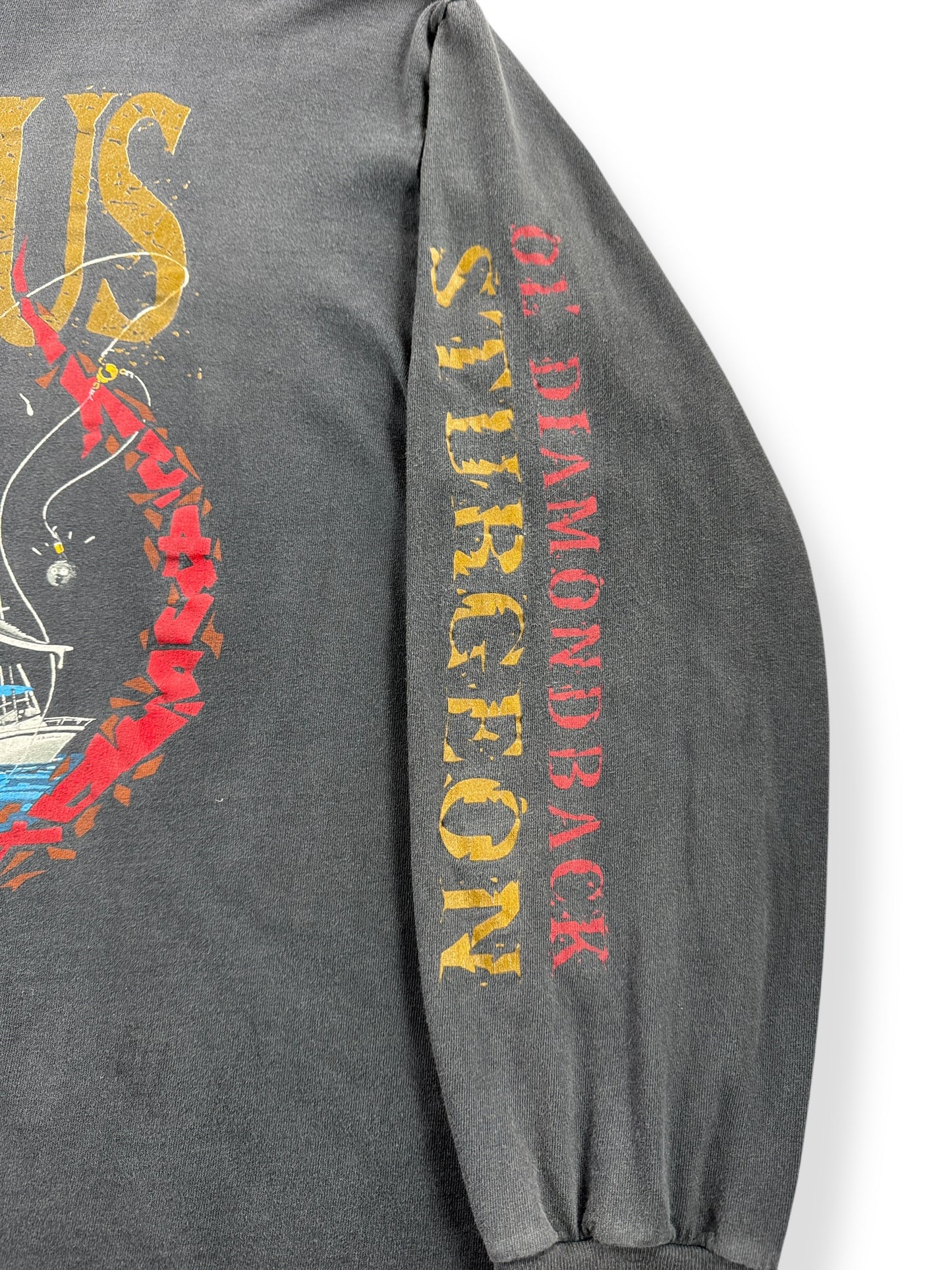Sleeve Graphic of Vintage Primus Ol' Diamondback Sturgeon Hooded Long Sleeve Tee SZ XL