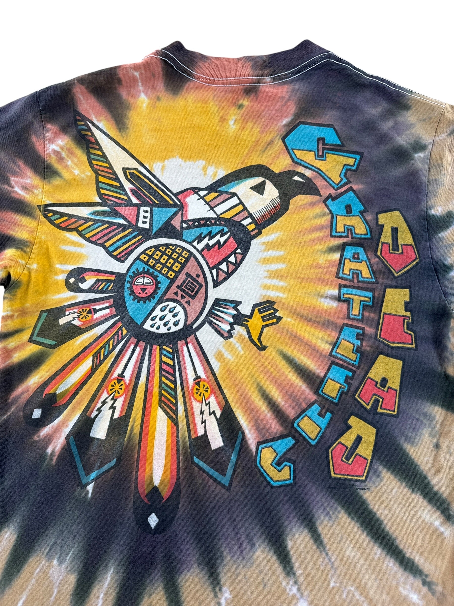 Back Graphic of Vintage Grateful Dead Liquid Blue Native Art Tee SZ L (Fits S)