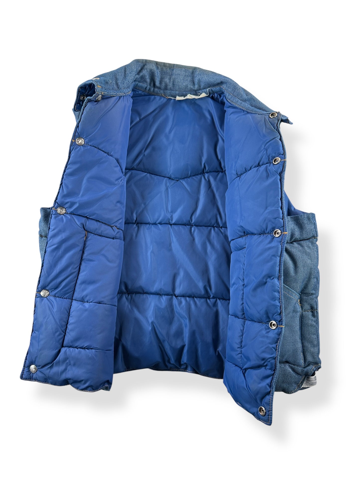 Inside of Vintage Denim Puffer Vest SZ L