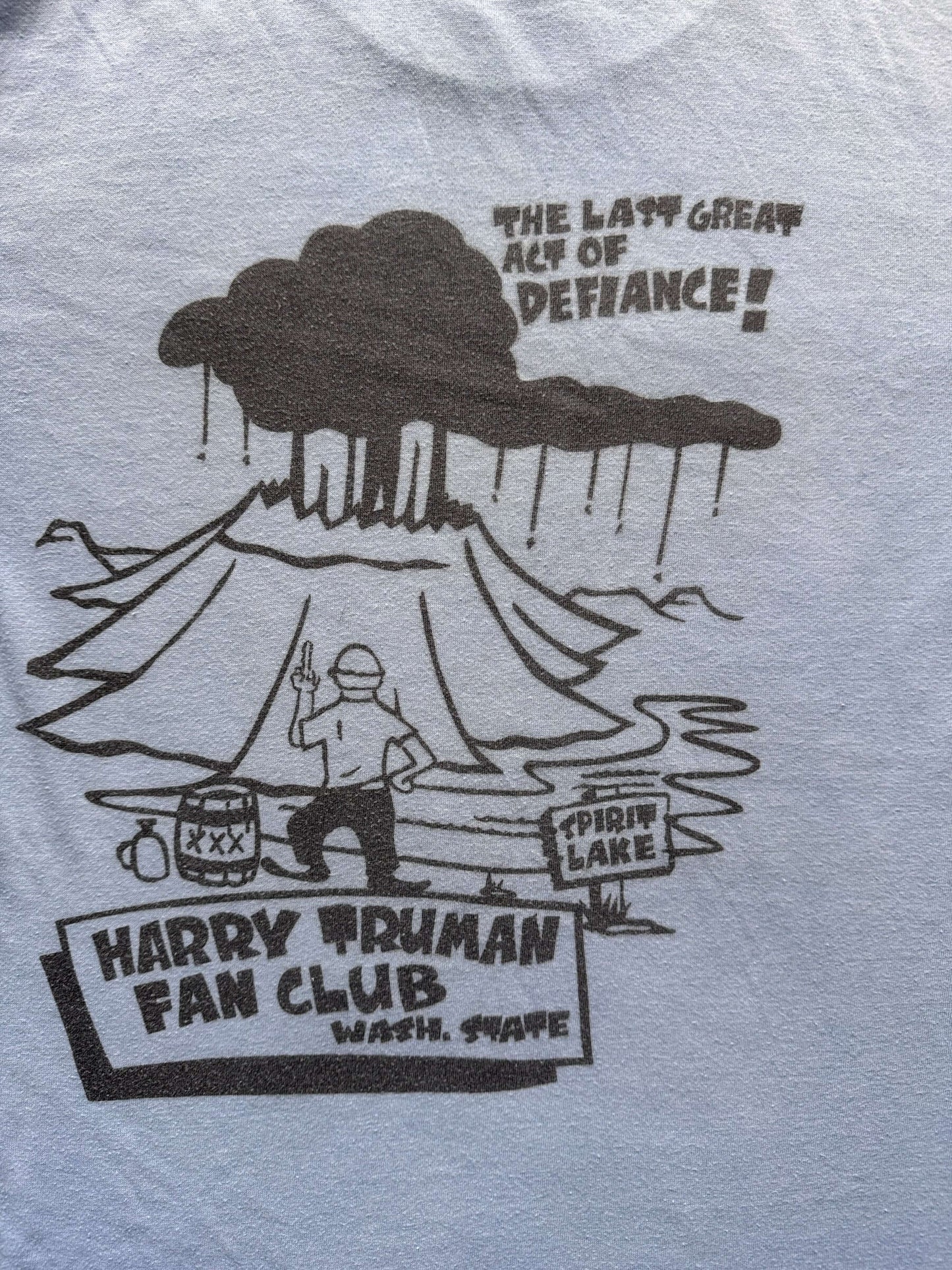 Back Graphic of Harry Truman Fan Club Mt St Helens Tee SZ M