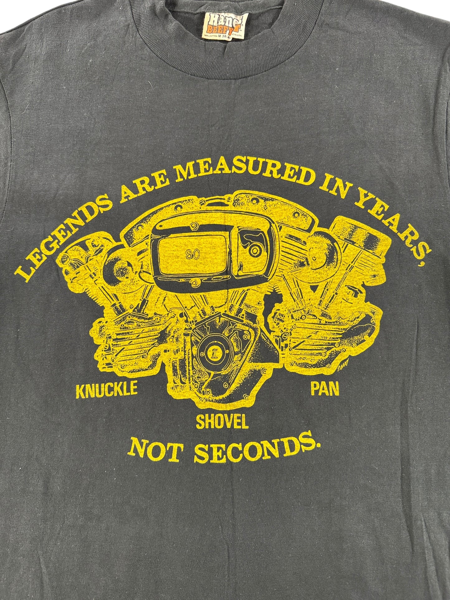 Graphic of Vintage Harley Davidson Legends Tee Yellow SZ M (Fits S)