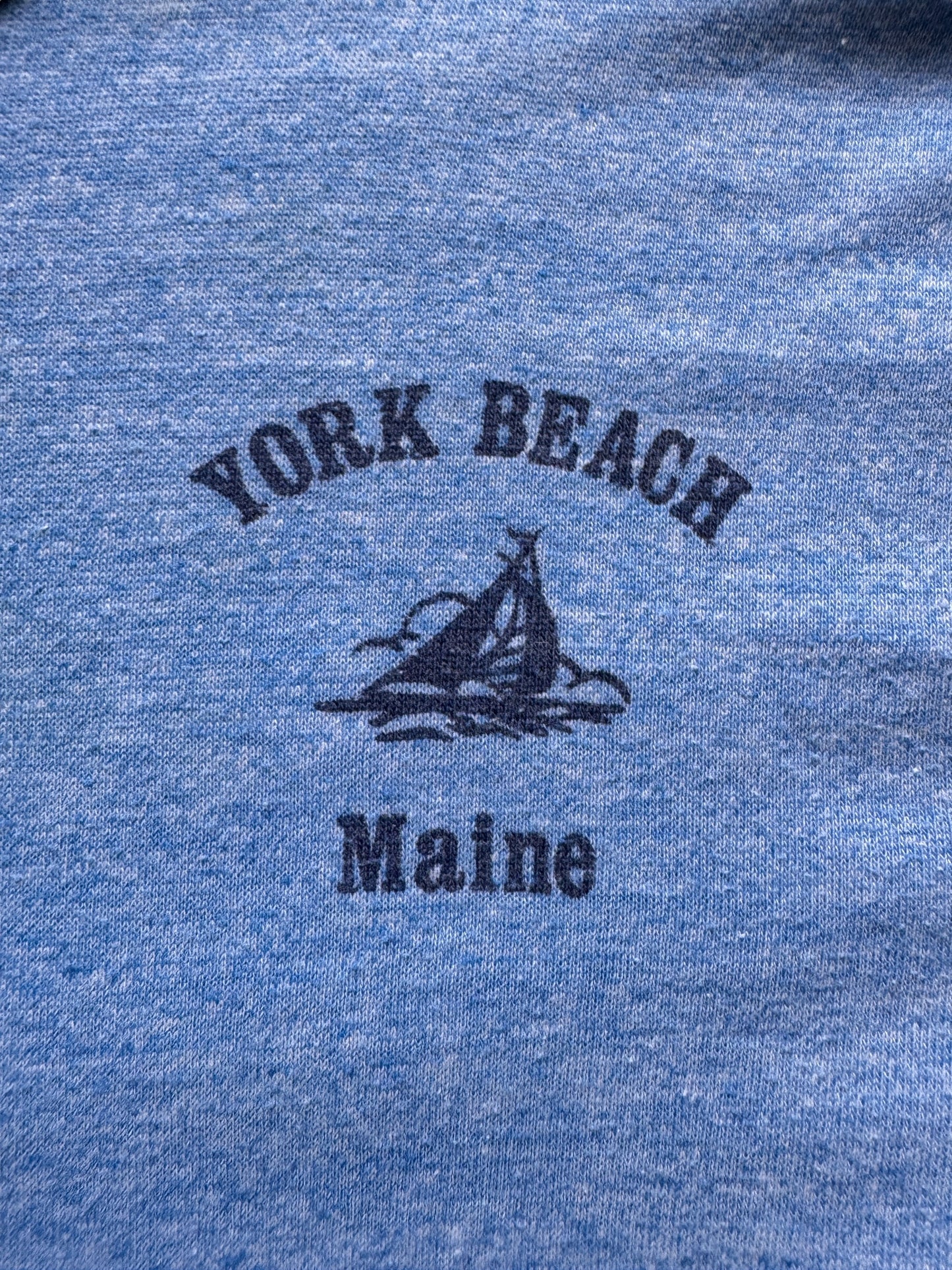 front small graphics of Vintage York Beach Maine Ringer Tee SZ S