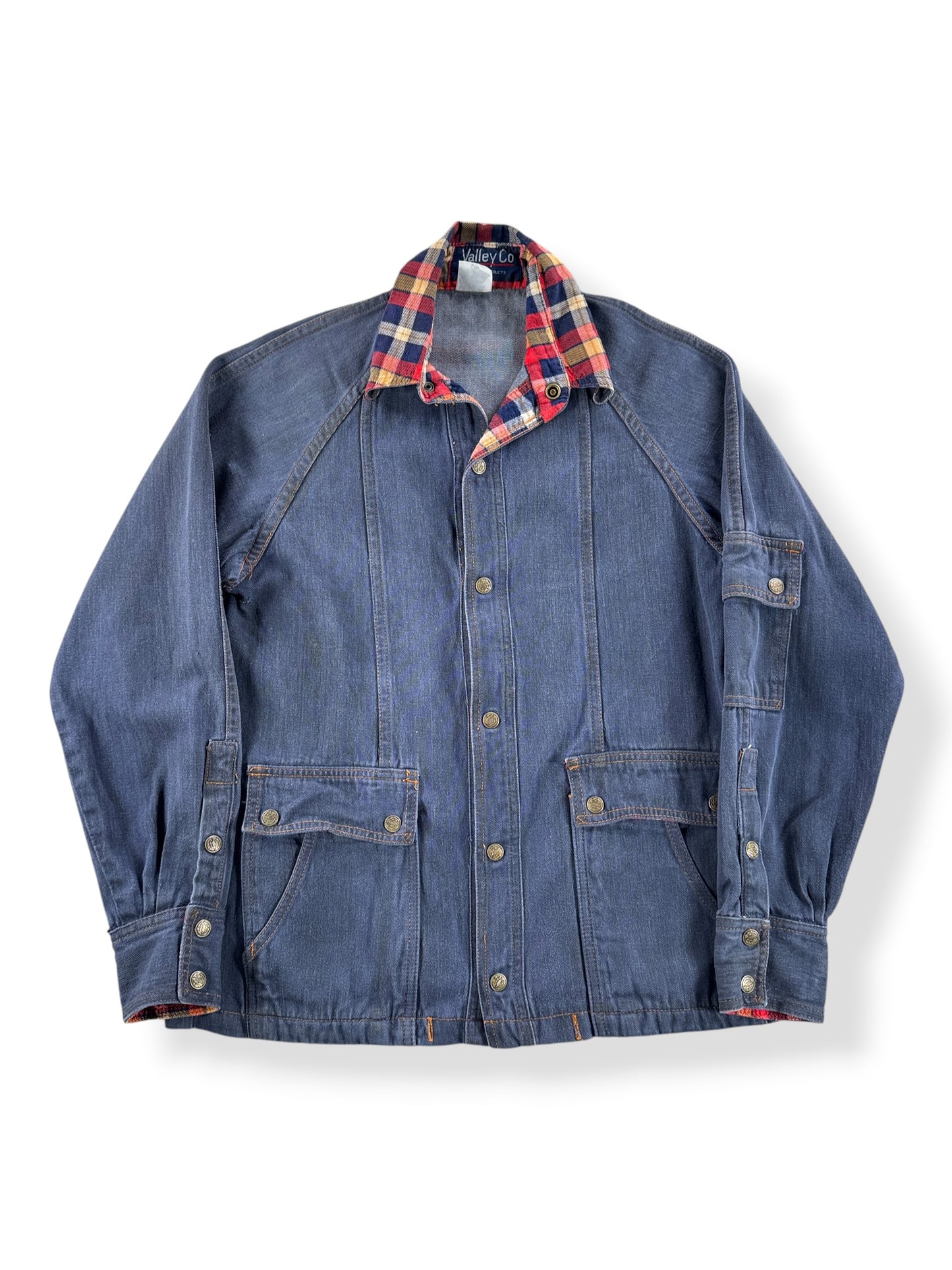 Front of Vintage 1970’s Denim Jacket With Cotton Flannel Trim SZ M