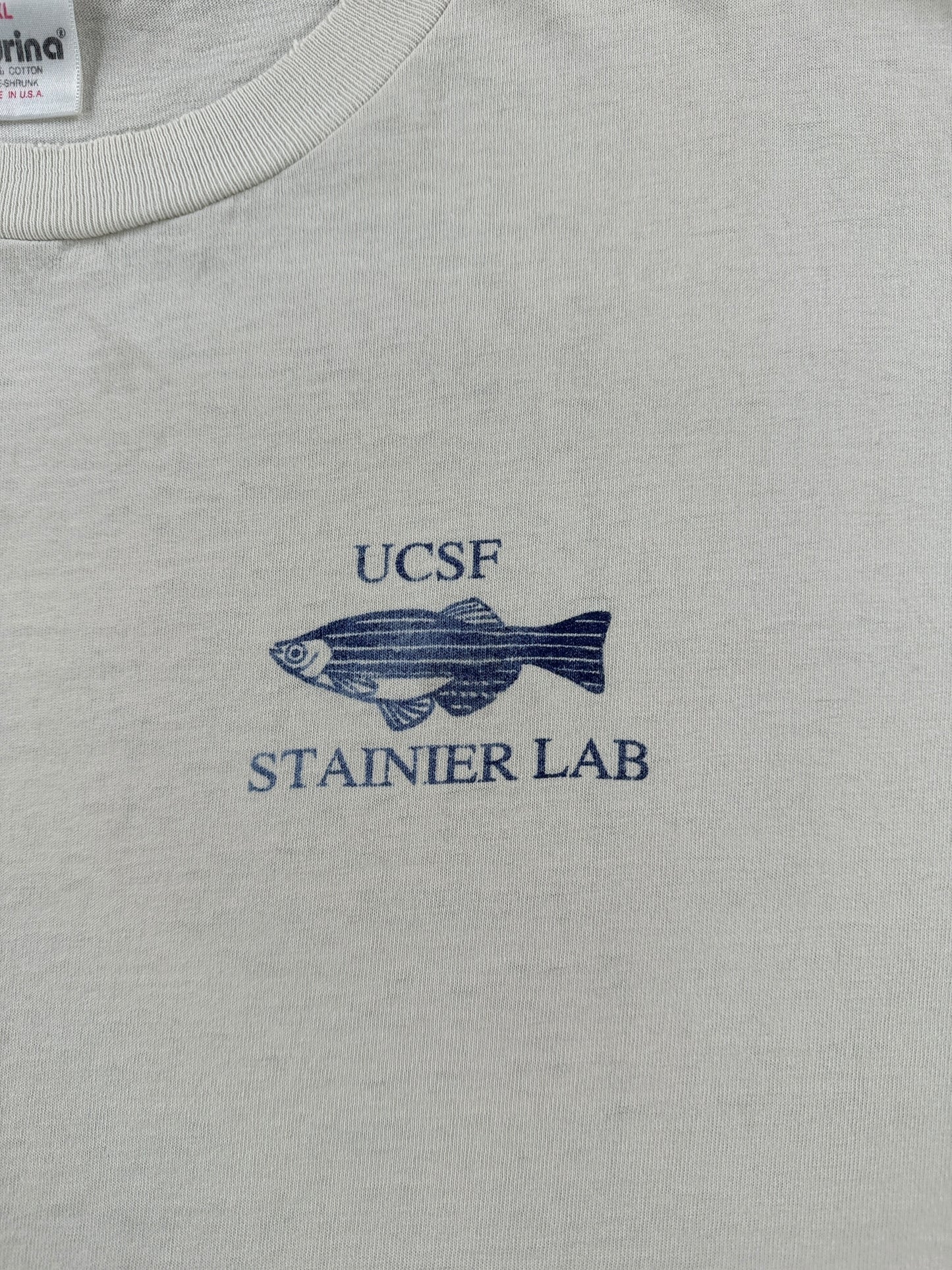 Graphic of Vintage Thrasher UCSF Stainier Lab Bootleg Ray Troll Tee SZ XL