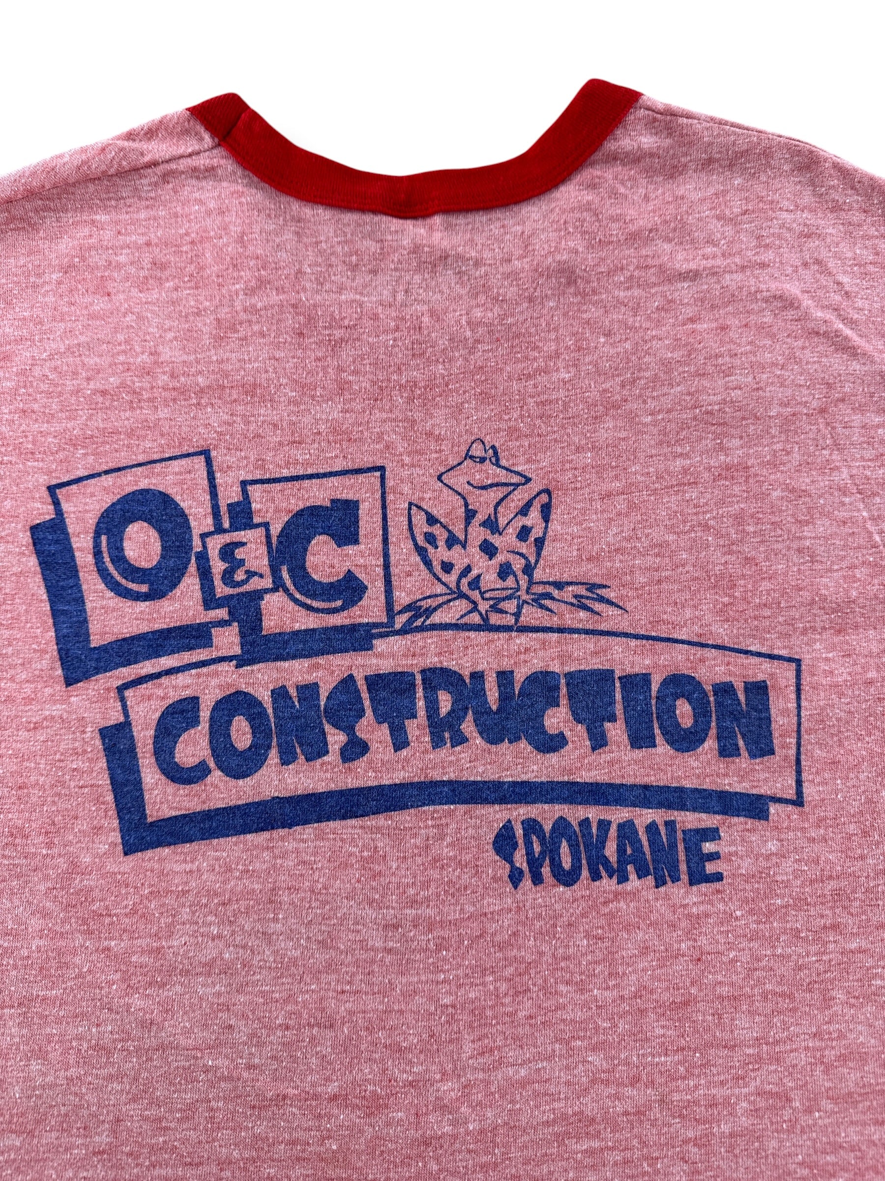 Back Graphic of Vintage 70s Era Hanes Dig 'Em Construction Ringer SZ L (Fits M)