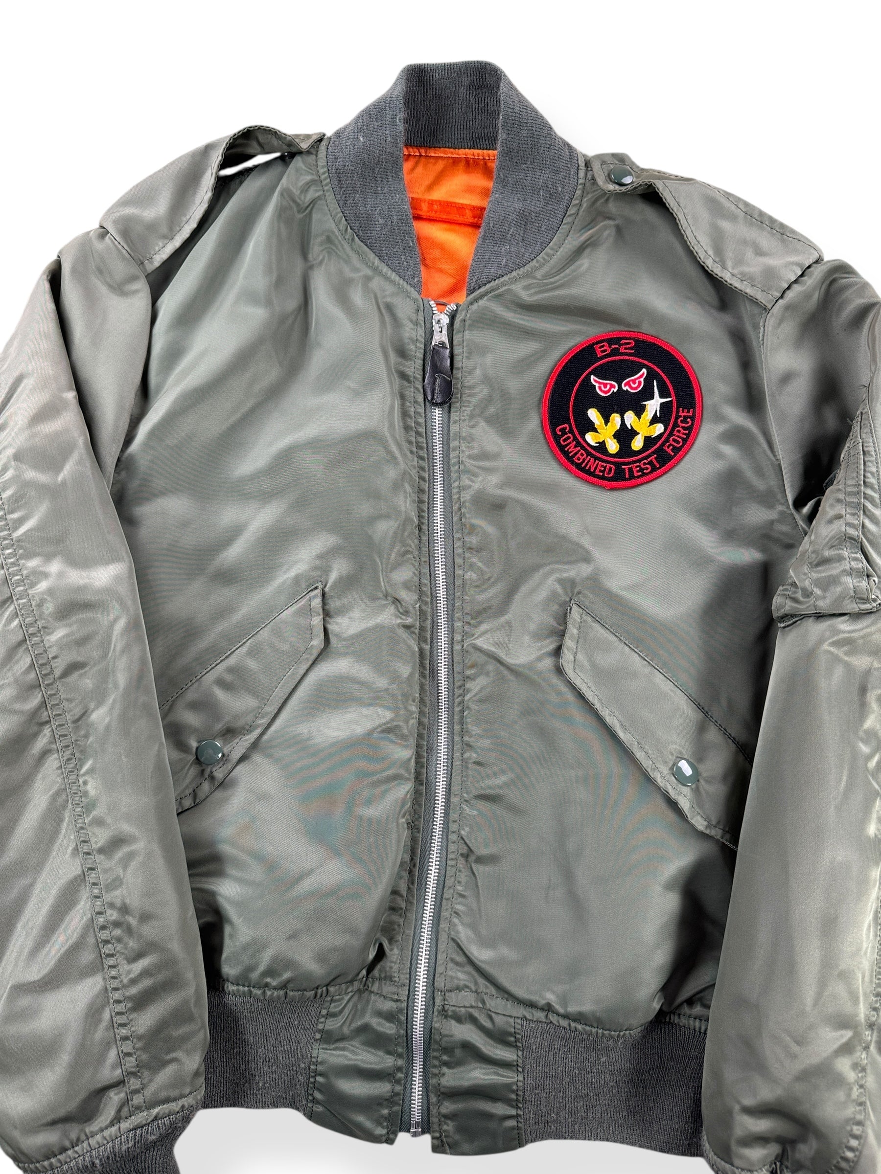 Front Close Up of Vintage L-28 B-2 Bomber Jacket SZ M