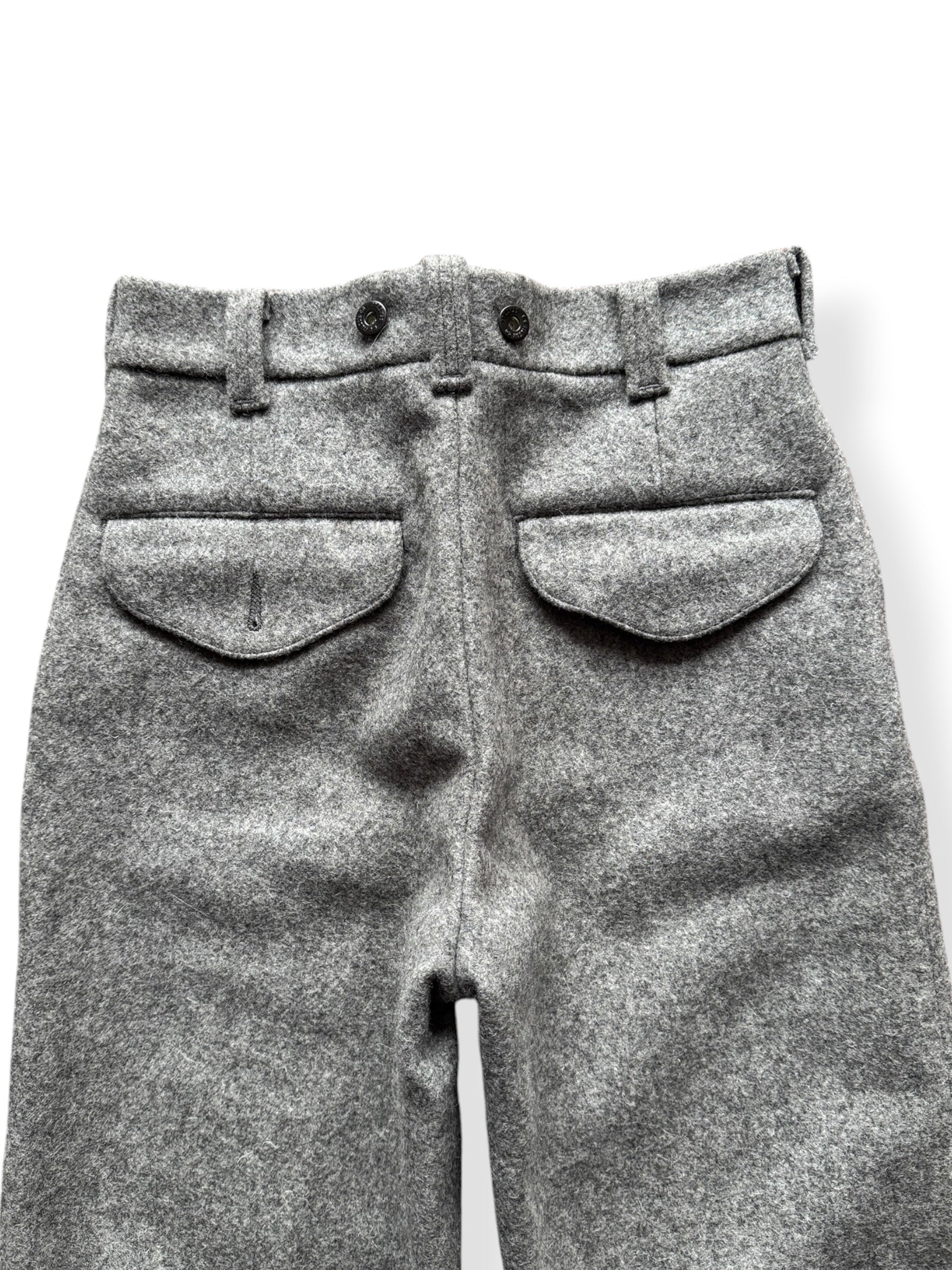 Close-up of back of Filson Grey Wool Pants SZ 28
