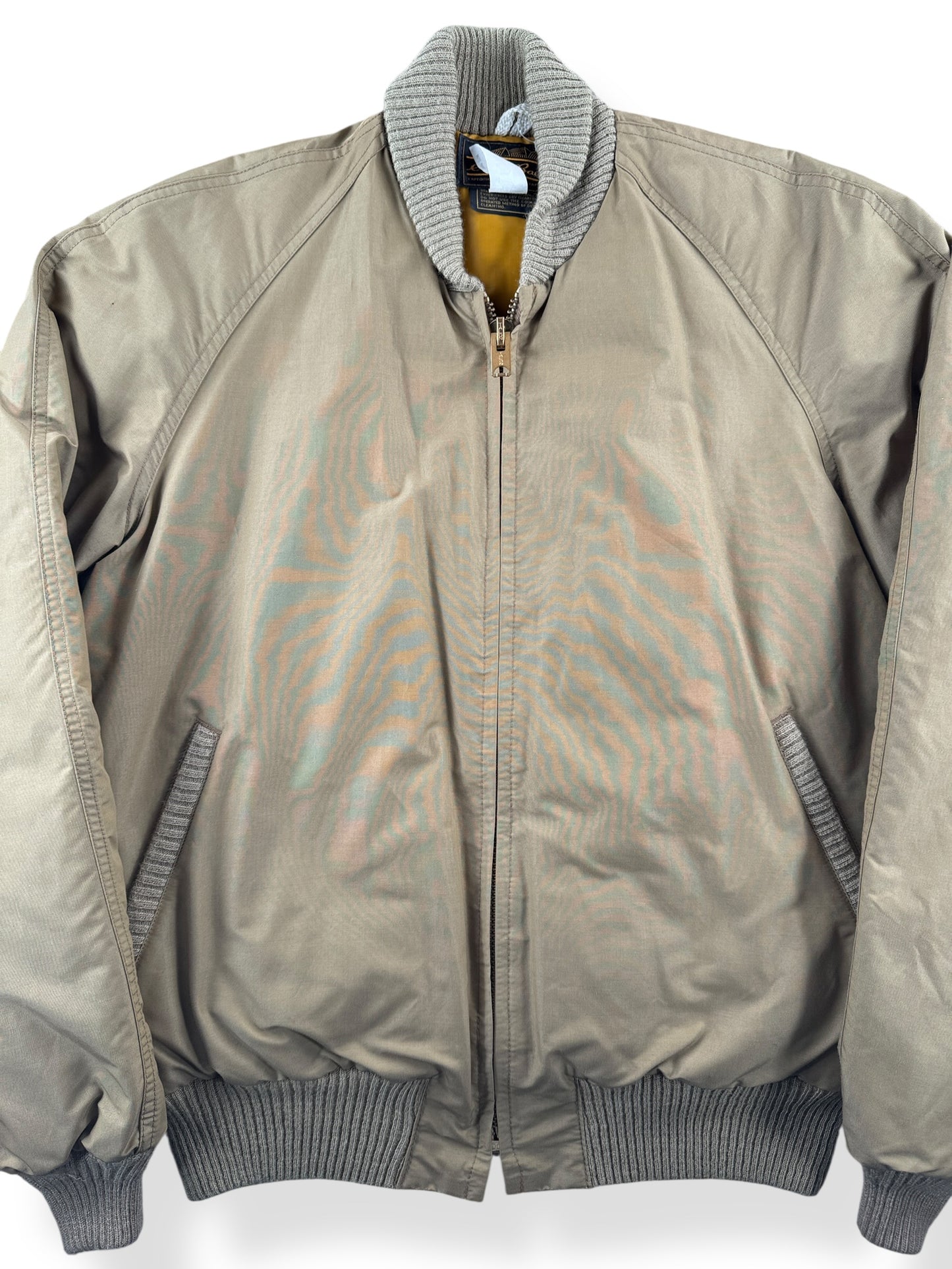 Front Close Up of Vintage 70s Eddie Bauer Bomber Jacket SZ L