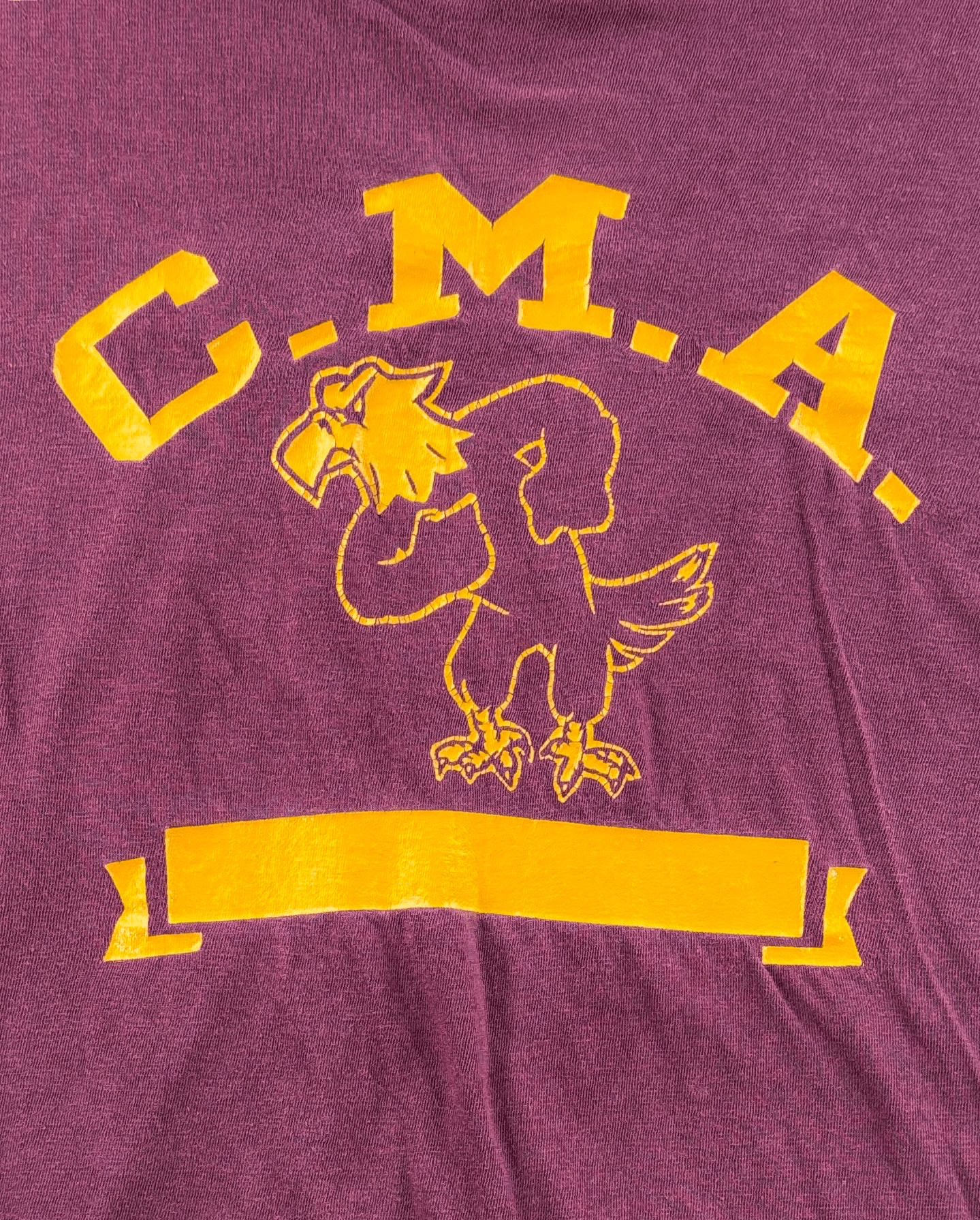 Front graphic on Vintage Champion Blue Bar CMA Reversible Tee SZ L